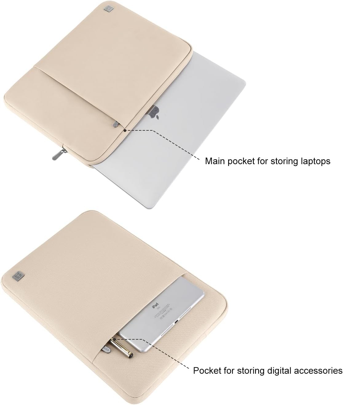 Laptop Case Sleeve Cover Bag for 13 inch MacBook Air M5(2026) M4 M3 M2 M1, Beige
