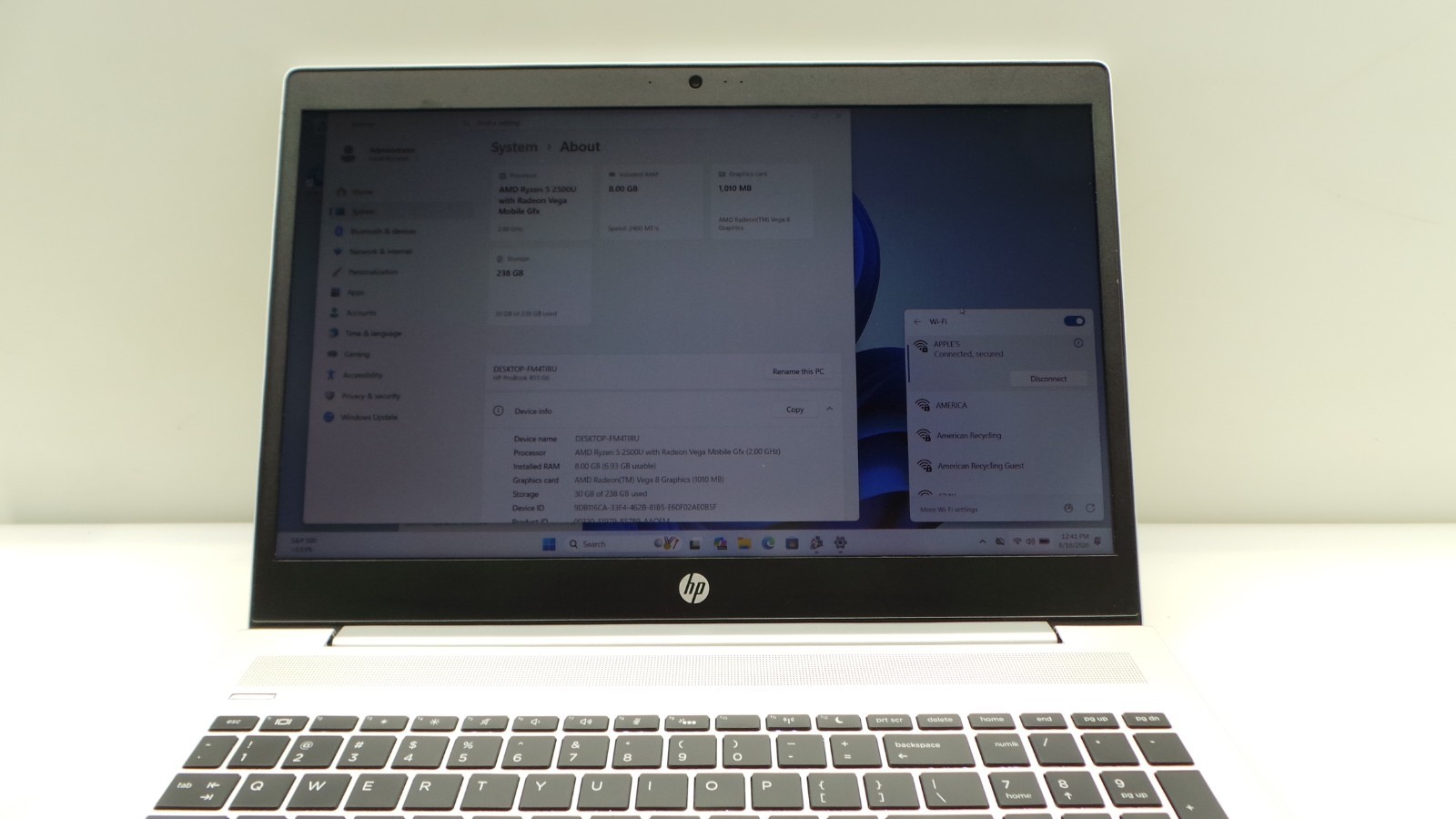 HP ProBook 455 G6 | 15.6″ | AMD Ryzen 5 2500U | 8GB RAM 256GB NVMe | WIN 11 PRO