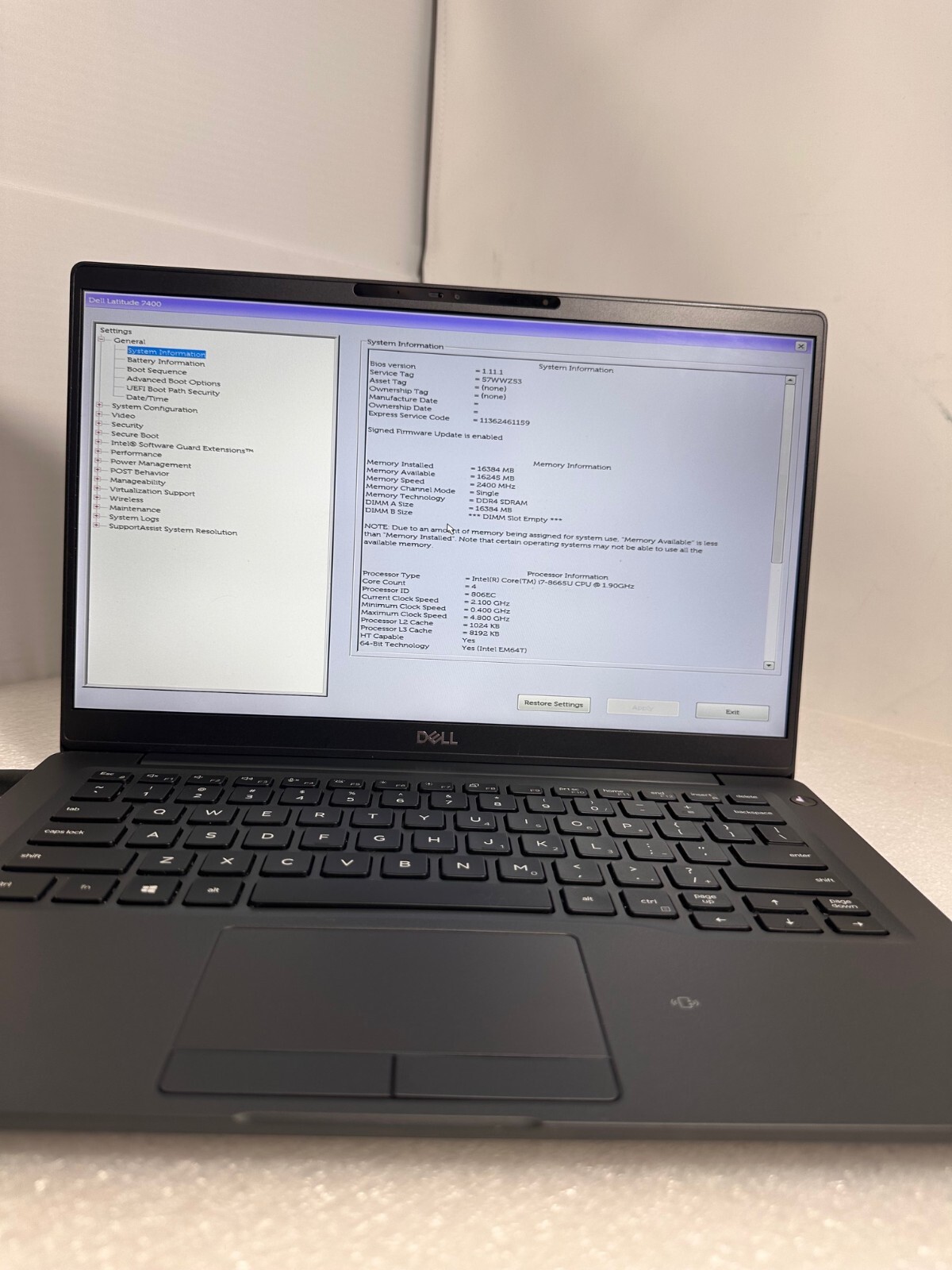 DELL Latitude 7400 Intel Core i7 16GB 256GB SSD 14″