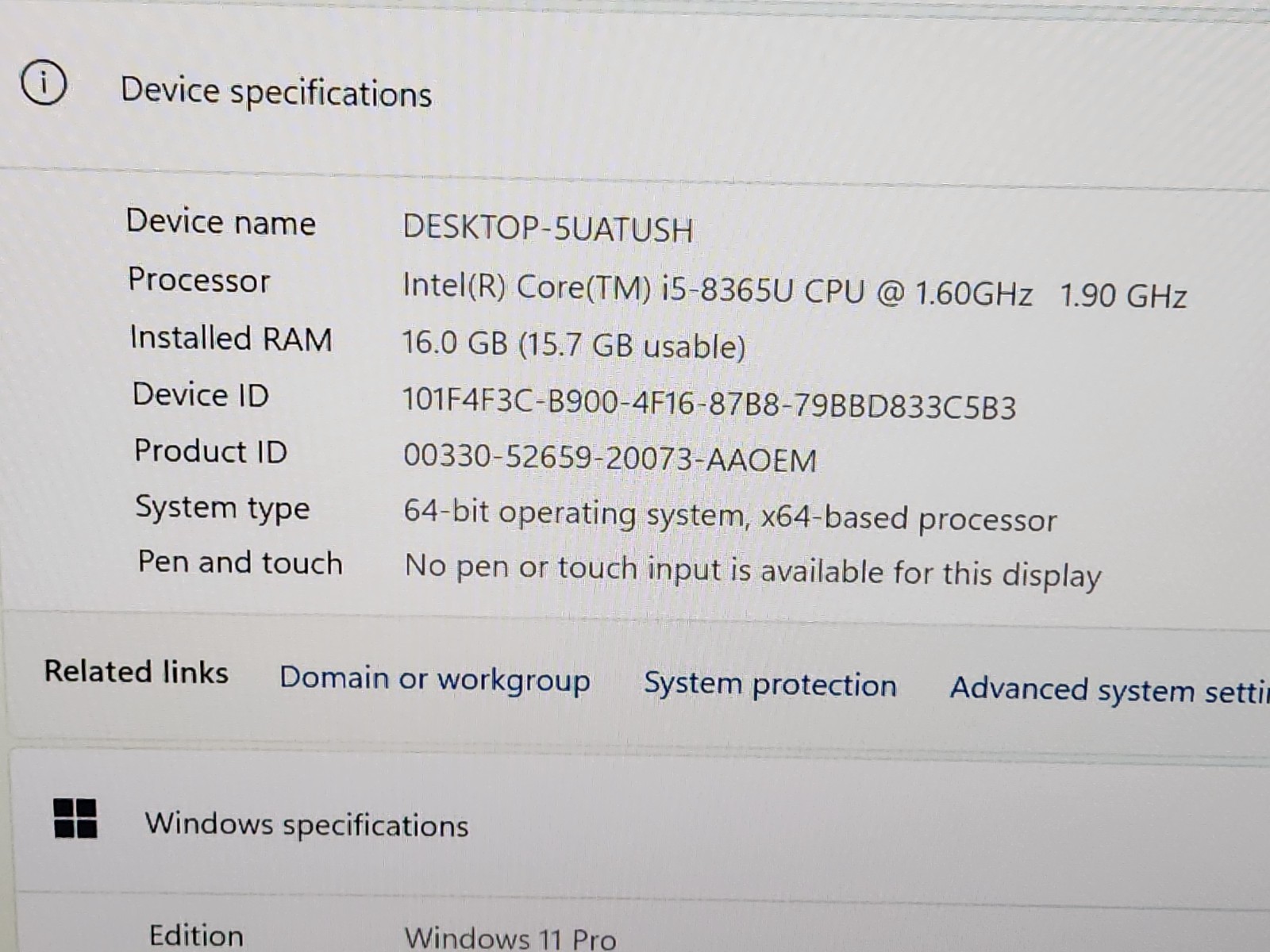 Lenovo ThinkPad T490 14″ FHD i5-8365U 1.6GHz 16GB 256GB SSD Windows 11 Pro READ~