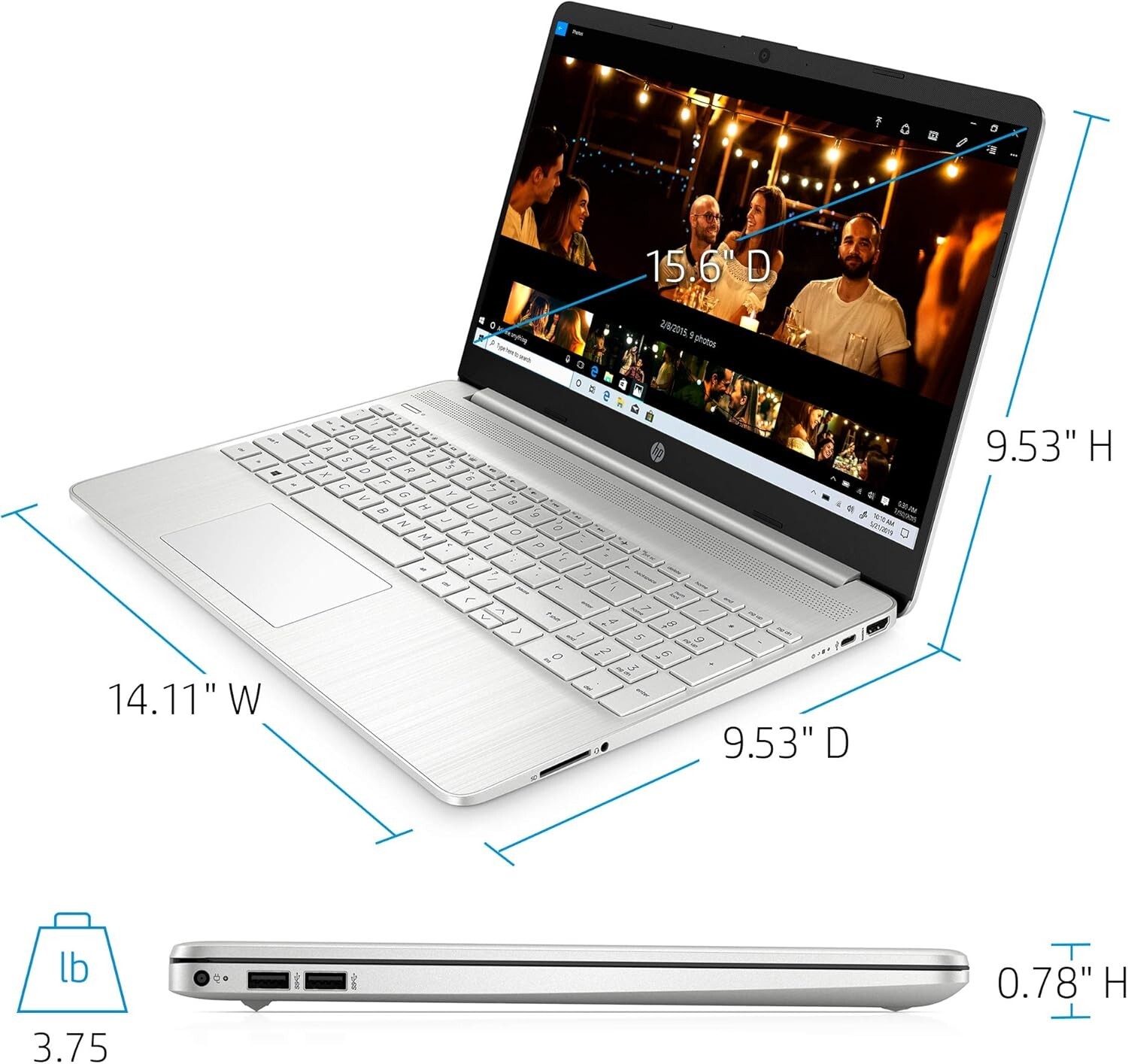 AMD 3700U HP 15 Laptop Ryzen 7 Processor 8 GB GB HD Display 156