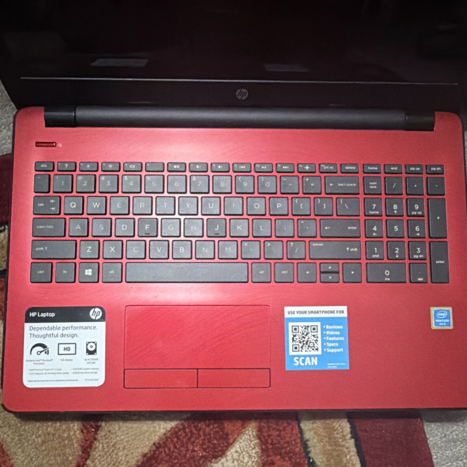 HP Red Notebook Laptop Intel Pentium HD Integrated Graphics