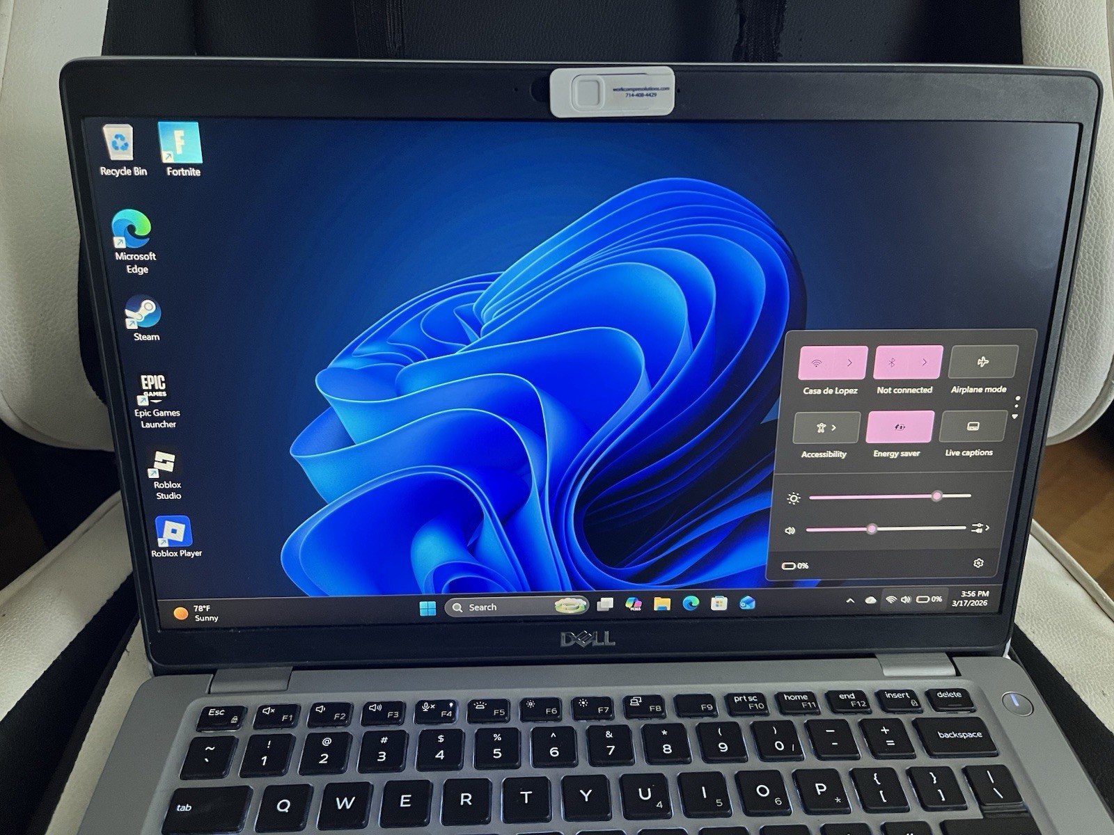 High spec Dell laptop /W charger