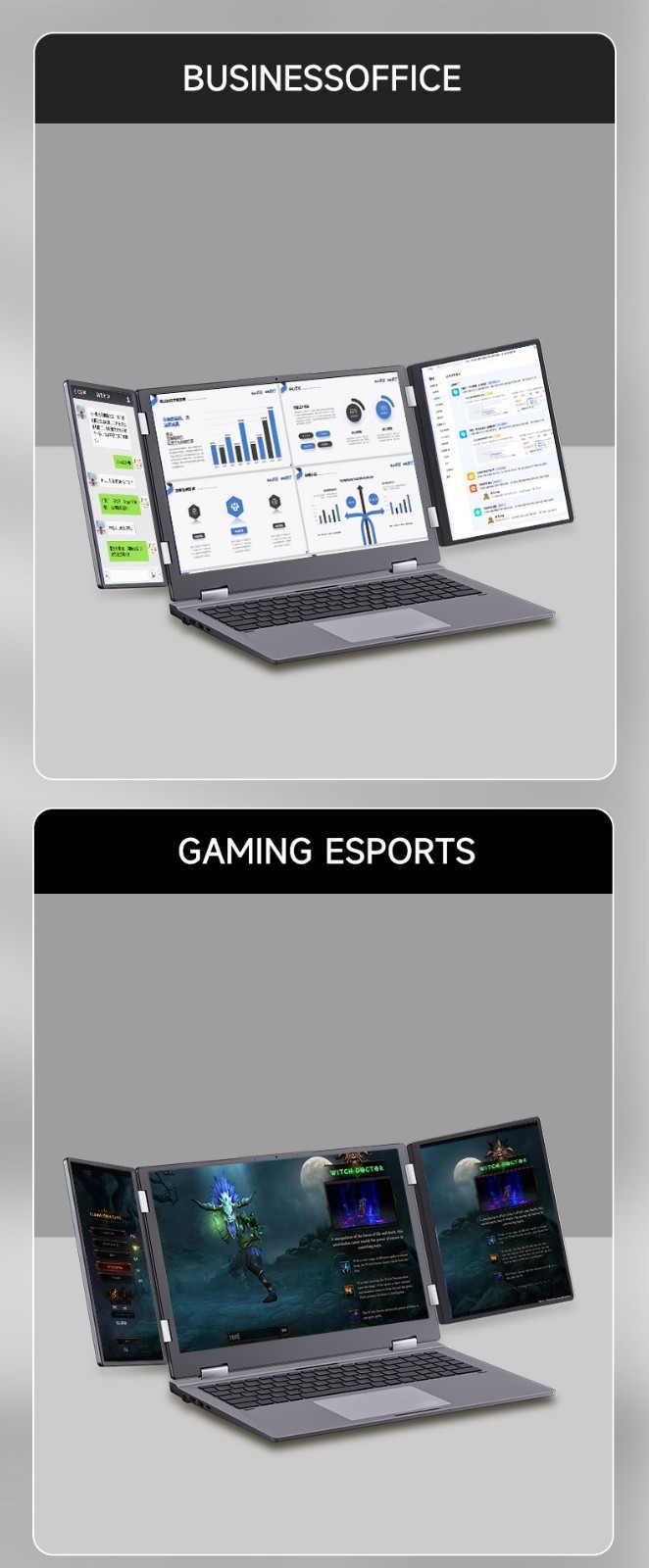 Face recogniti 16 inch 3 Scree Foldable i7 Laptop 32G RAM 2TB SSD Win11 Computer