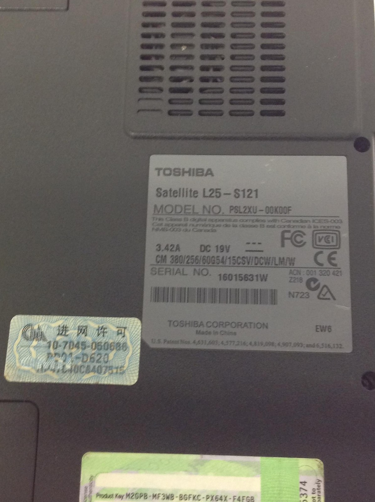 Toshiba Satellite L25-S121 15″ Laptop Intel Celeron M 1.60Ghz w/640KB Ram, No HD