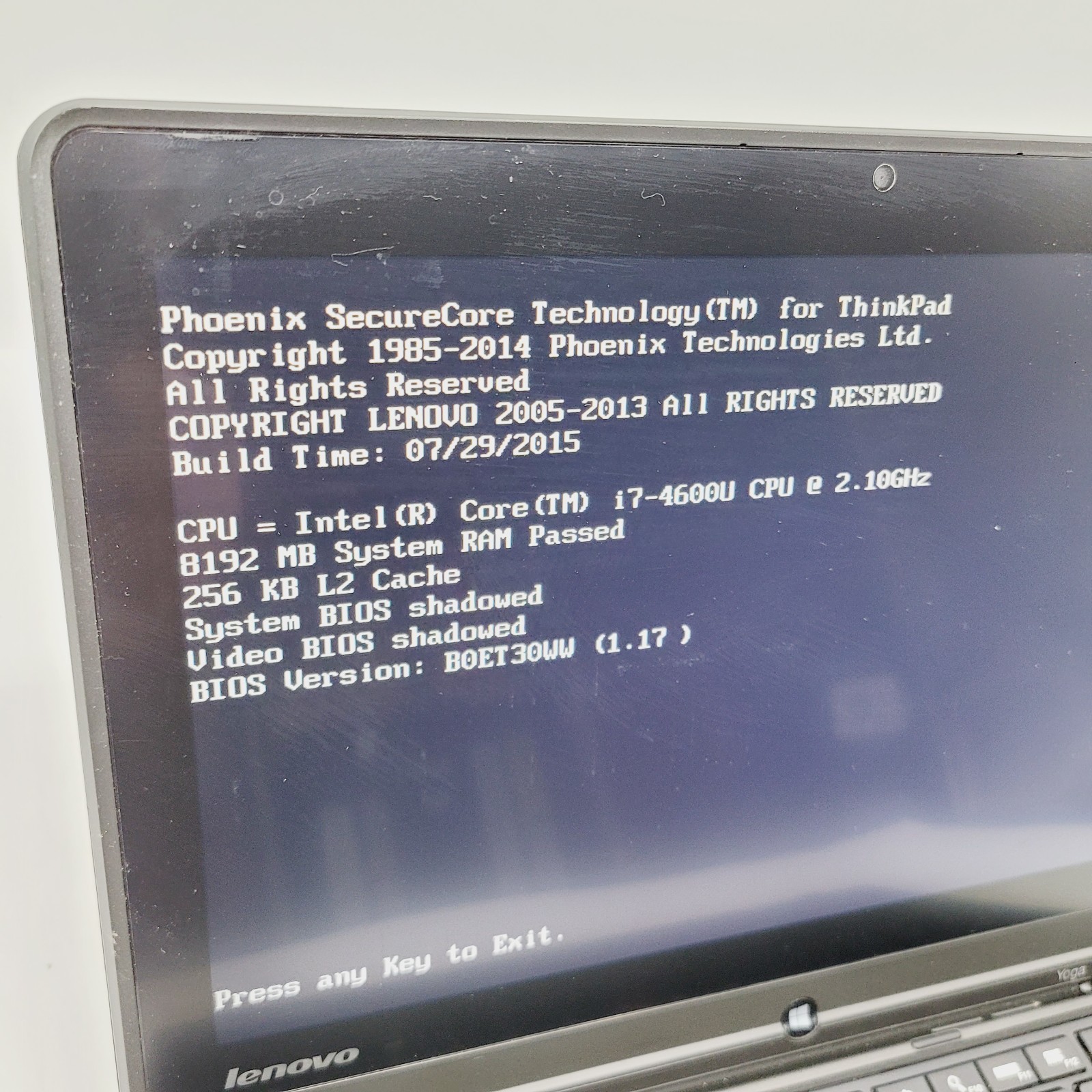 Lenovo ThinkPad Yoga Core i7-4600u 2.1GHz 8GB No HDD 13″ ***Boot to Bios