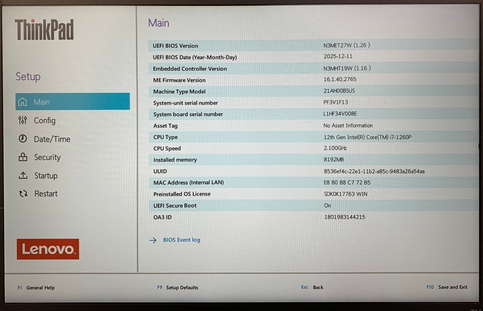 Lenovo ThinkPad T14 Gen 3 14″ Laptop i7-1260P 8GB RAM 512GB NVMe
