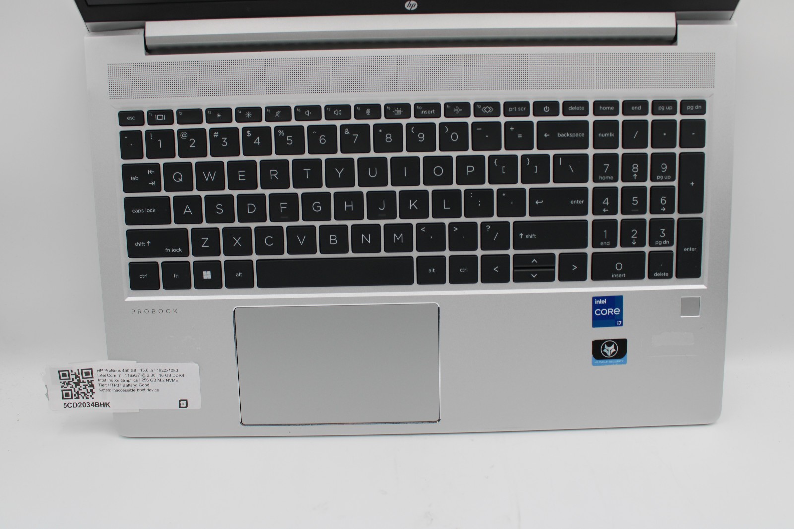 HP ProBook 450 G8 i7-1165G7 @ 2.8 GHz 16GB RAM 256GB SSD Win11Pro
