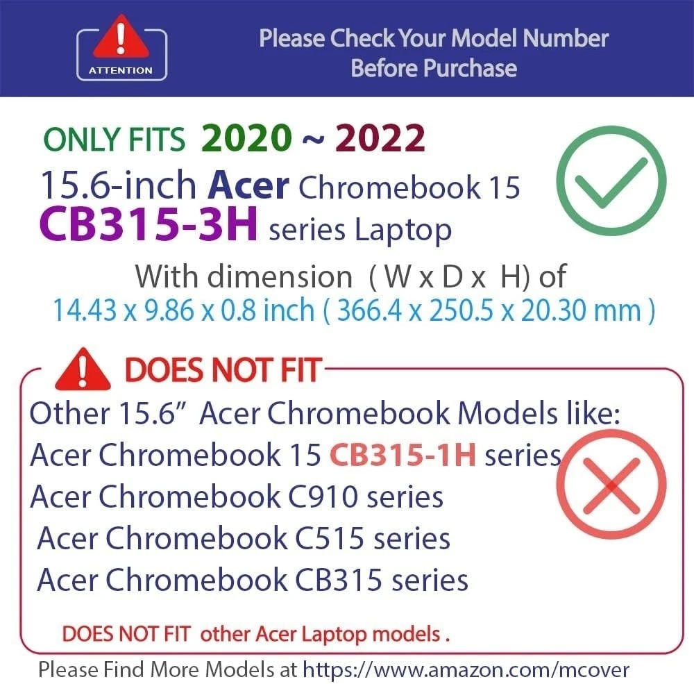Lightweight Hard Shell Case for Acer Chromebook 15.6″ CB315-3H – Stylish Purple