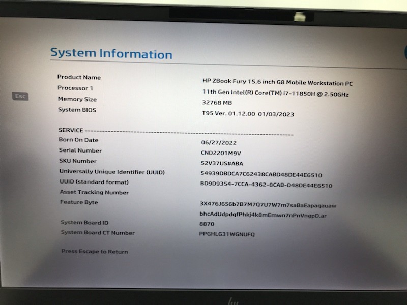 HP ZBOOK FURY 15 G8 i7-11850H 2.50GHZ 32GB RAM 512GB SSD 15.6″ *GRADE D*