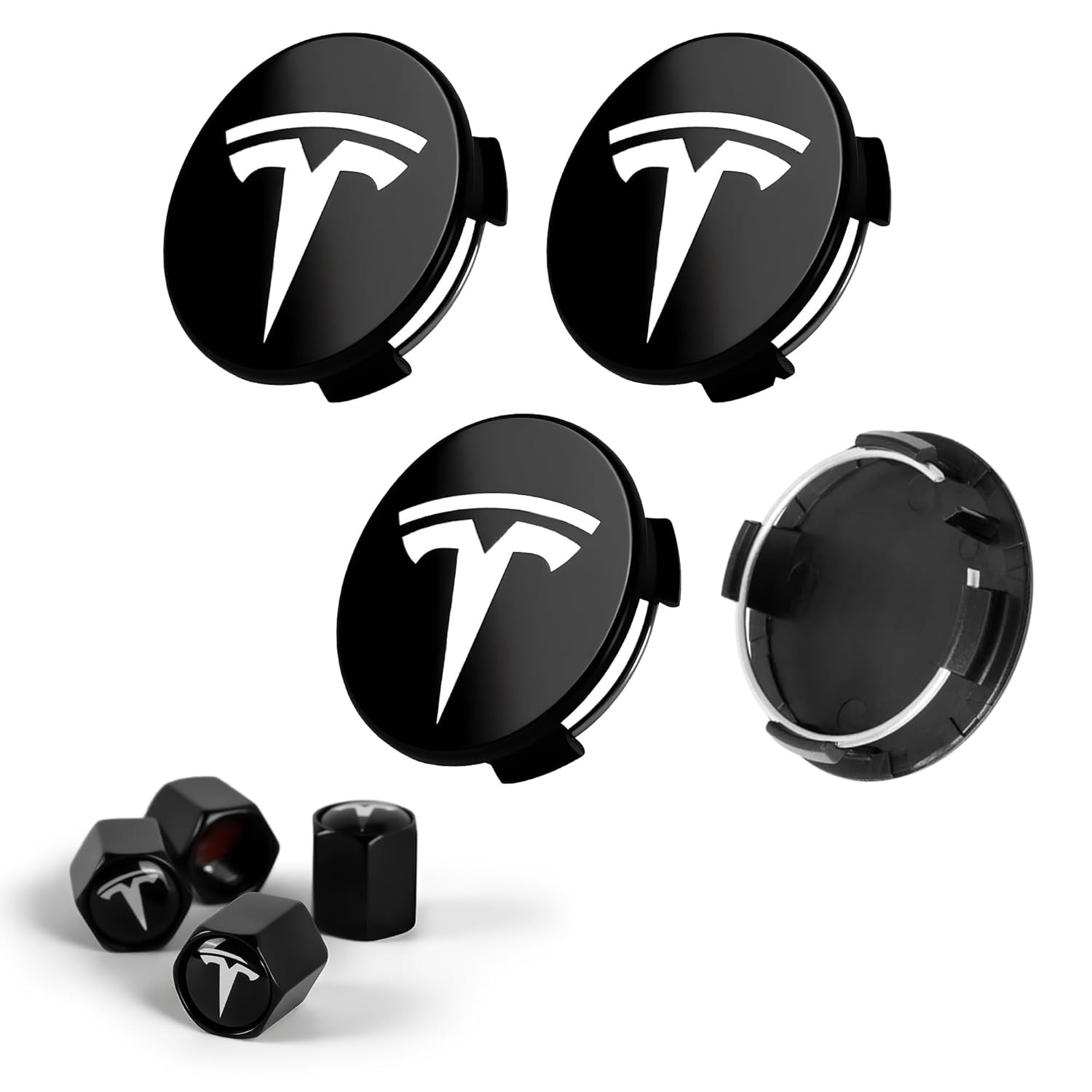 4PC Tesla Model Y Model 3 Wheel Caps Hubcaps Center Covers Chrome Em