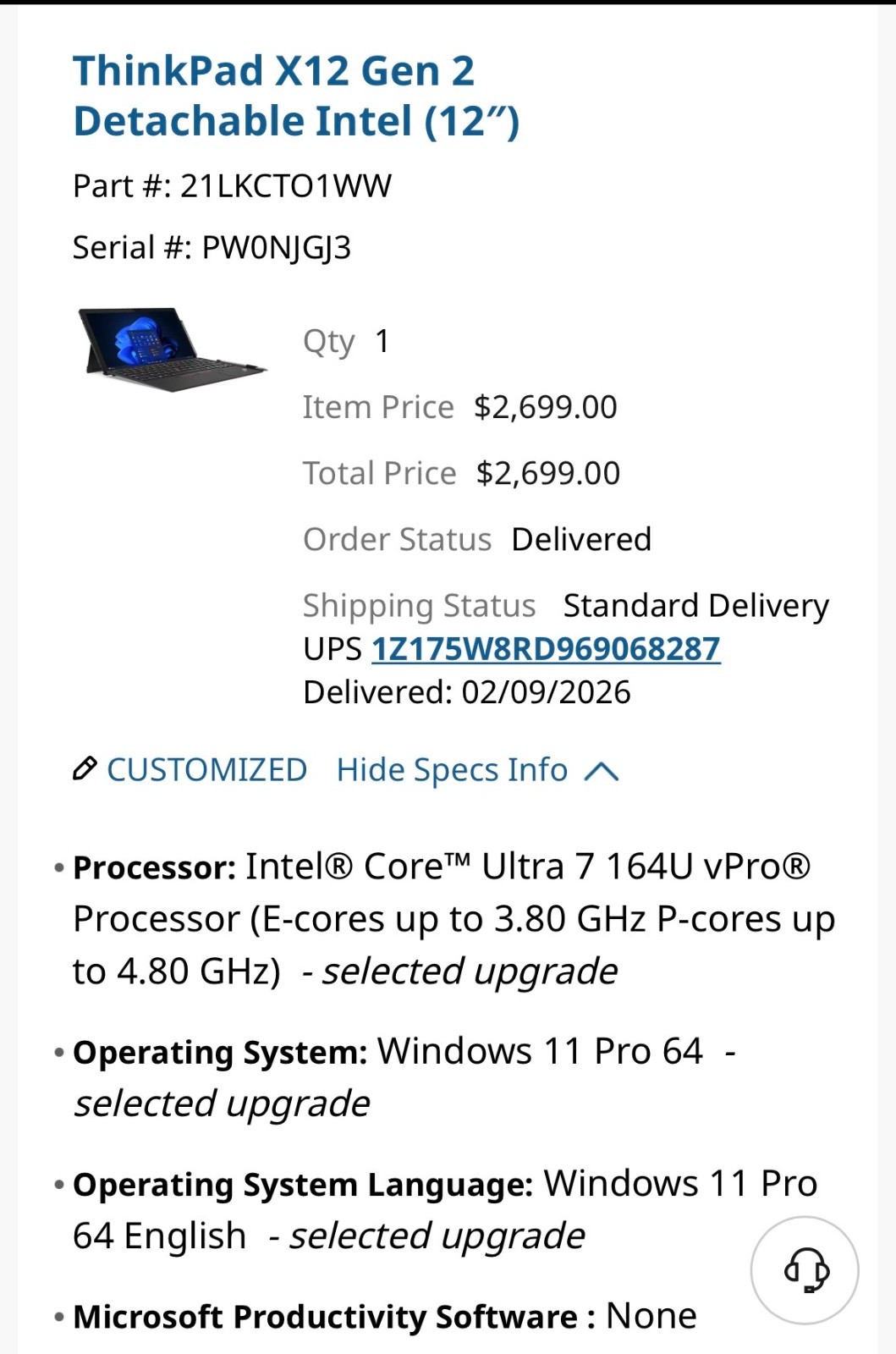 Lenovo ThinkPad X12 Detachable Gen 2 12.3″ Touchscreen Detachable 2