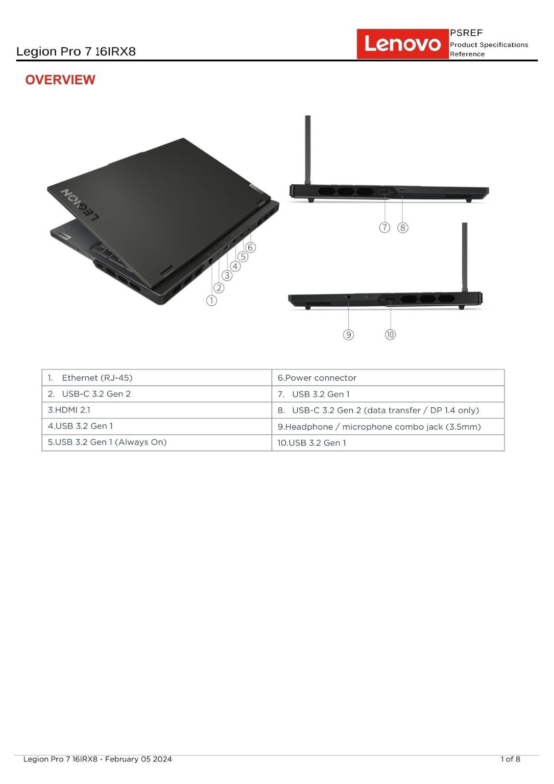 Lenovo Legion Pro 7i Gen 8 16″ RTX 4070 i9-13900HX 16GB DDR5 5600 120Hz 1TB SSD