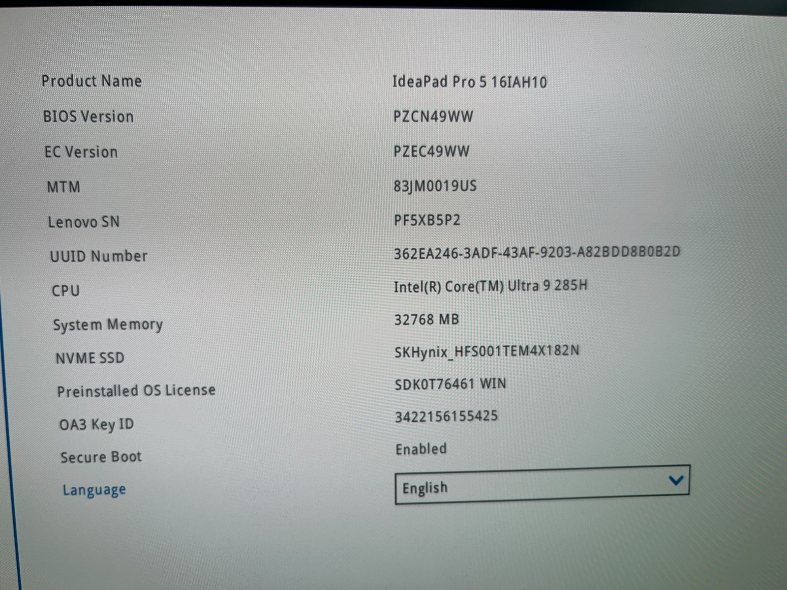 Lenovo IdeaPad Pro 5 16IAH10 Intel Core Ultra 9 285H, 2.90 GHz, 32 GB, 1 TB NVMe