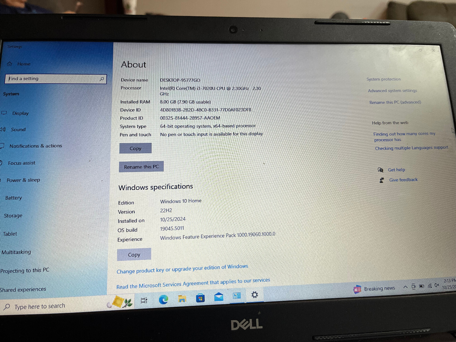 Dell Inspiron 15 3000 Series Laptop i3-7020U 8GB RAM 915 GB HDD Windows 10 Home