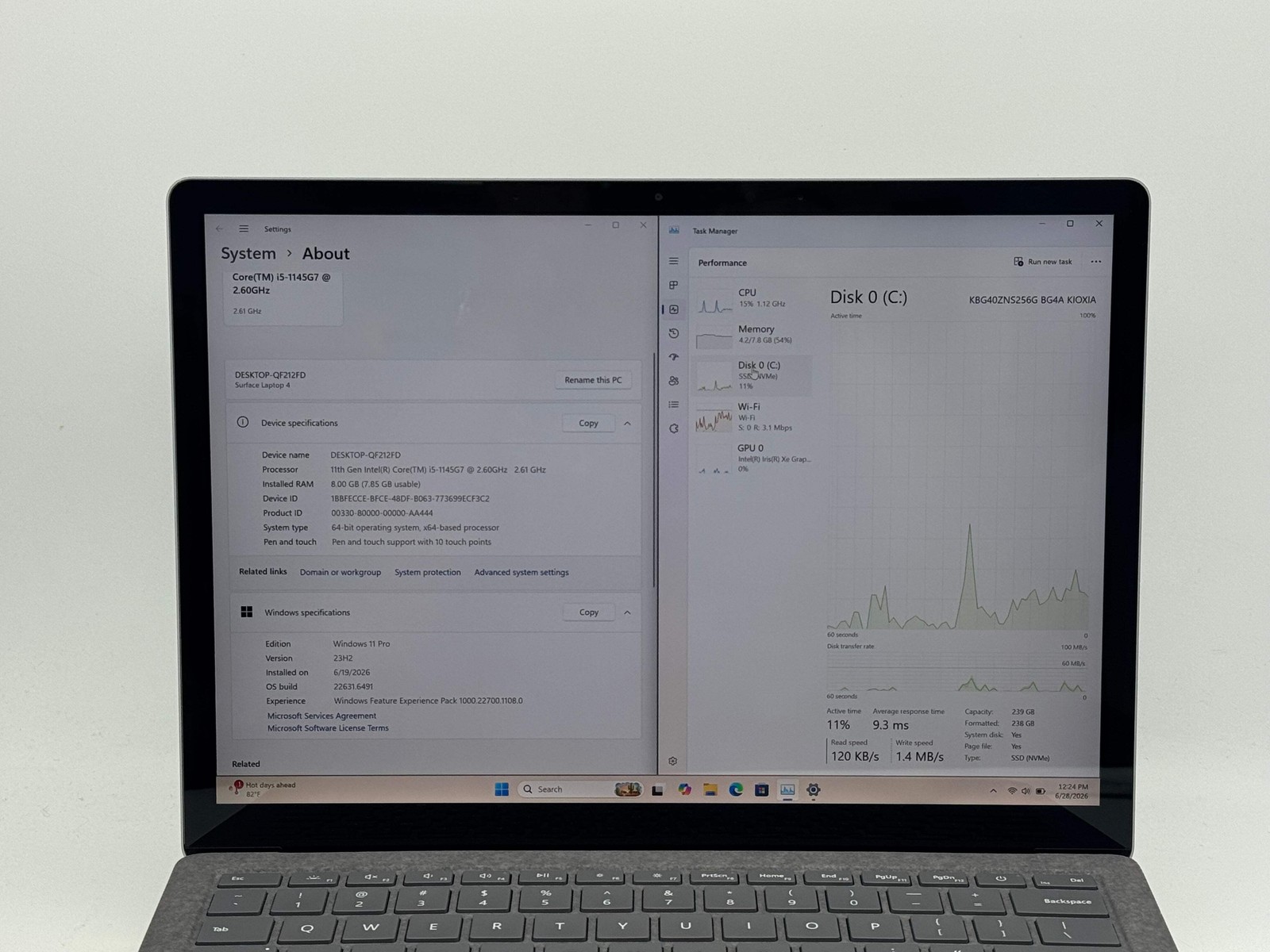 Microsoft Surface Laptop 4 Model 1950 i5-1145G7 8GB 256GB Touchscreen