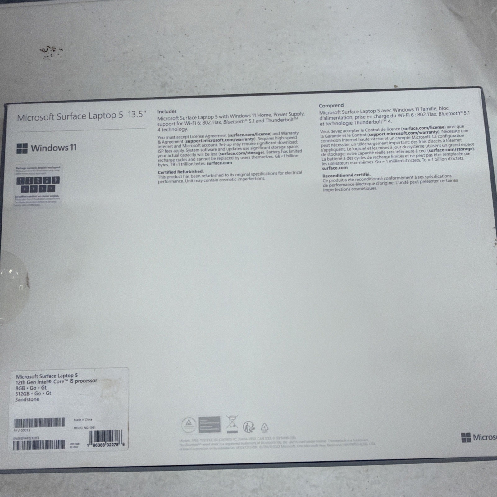 Microsoft Laptop 5 13in i5 8GB 512GB Sandstone (FOR PARTS OR NOT WORKING!)