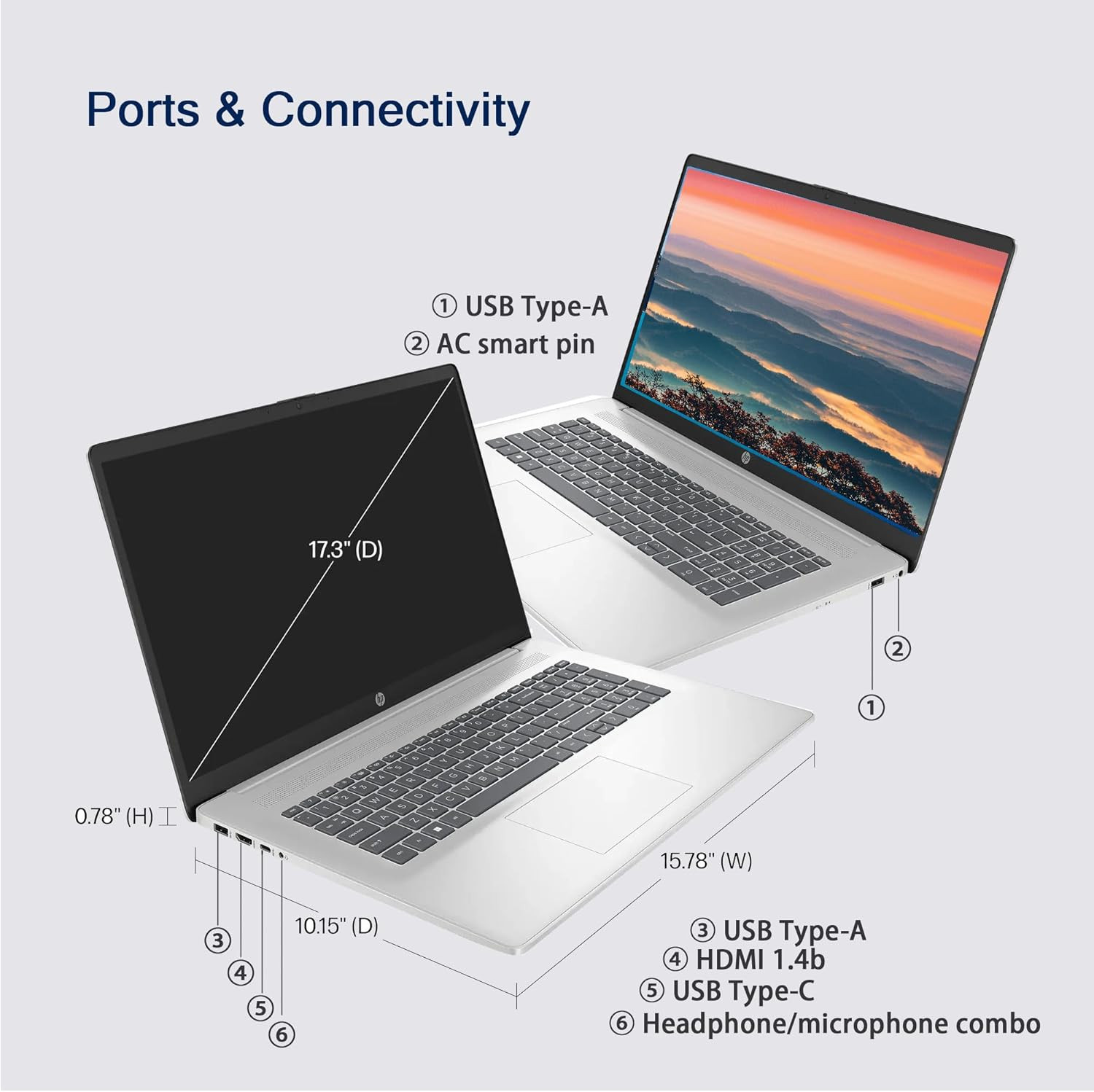 2026 HP Laptop 17.3″ FHD 6-Core AMD Ryzen 5 Up to 64GB RAM 2TB SSD Win 11 Pro
