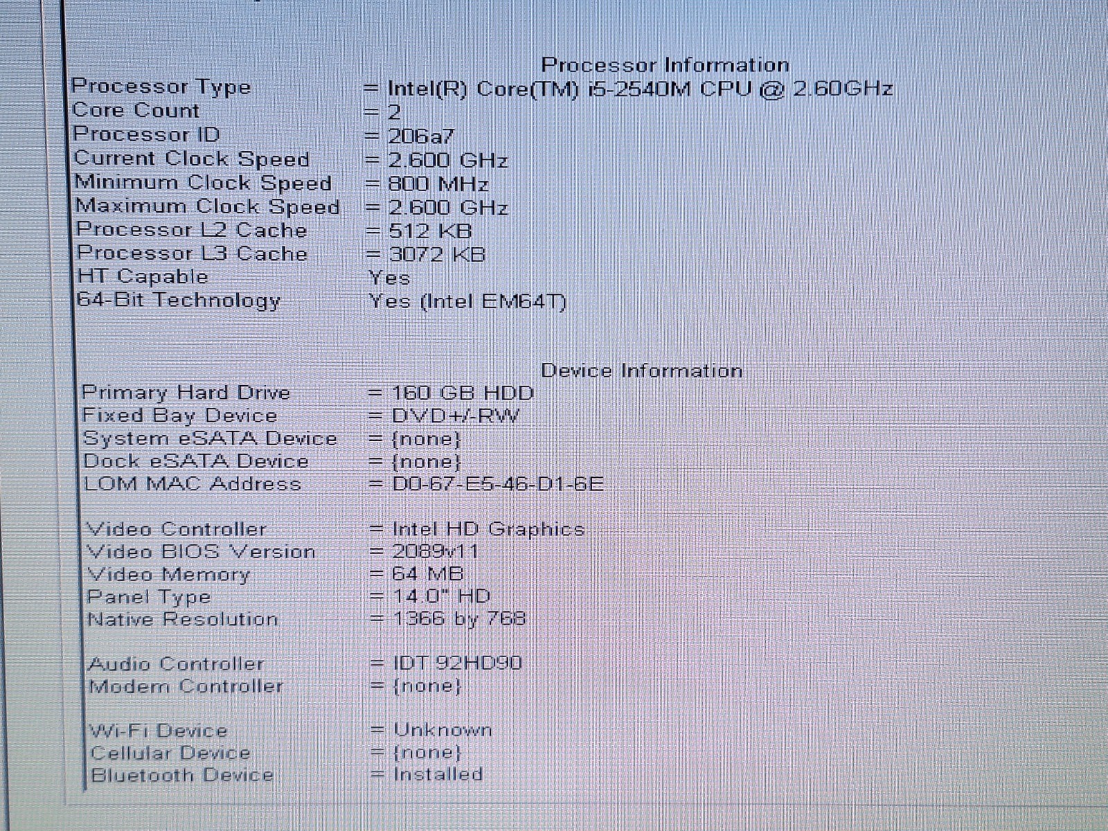Dell Latitude E5420 Laptop Core i5 2.6GHz 8GB RAM Win 10 Pro GOOD BATT NO CHRGR