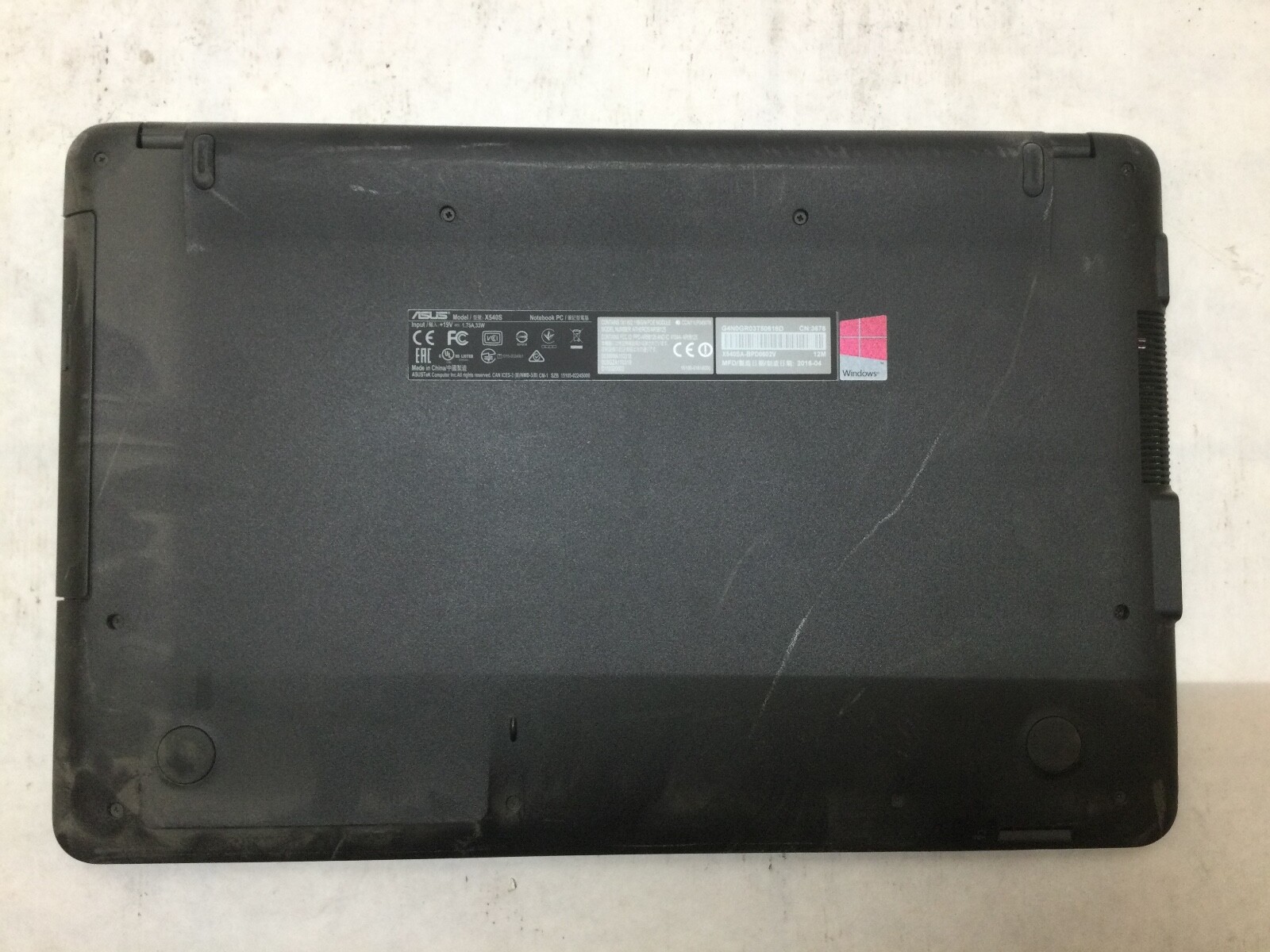 ASUS NOTEBOOK X540S – 4GB RAM – INTEL PENTIUM – POWERS ON/BIOS LOCKED – READ -BB