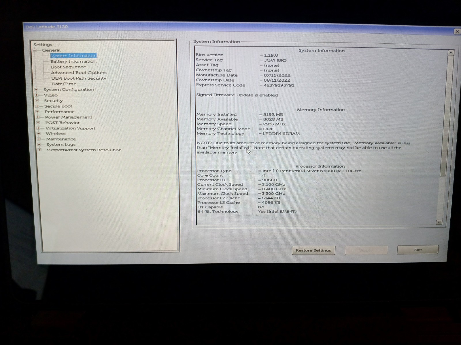 Dell Latitude 3120 2-in-1 Laptop 11.6″ Pentium N6000 8GB RAM 128GB SSD #97