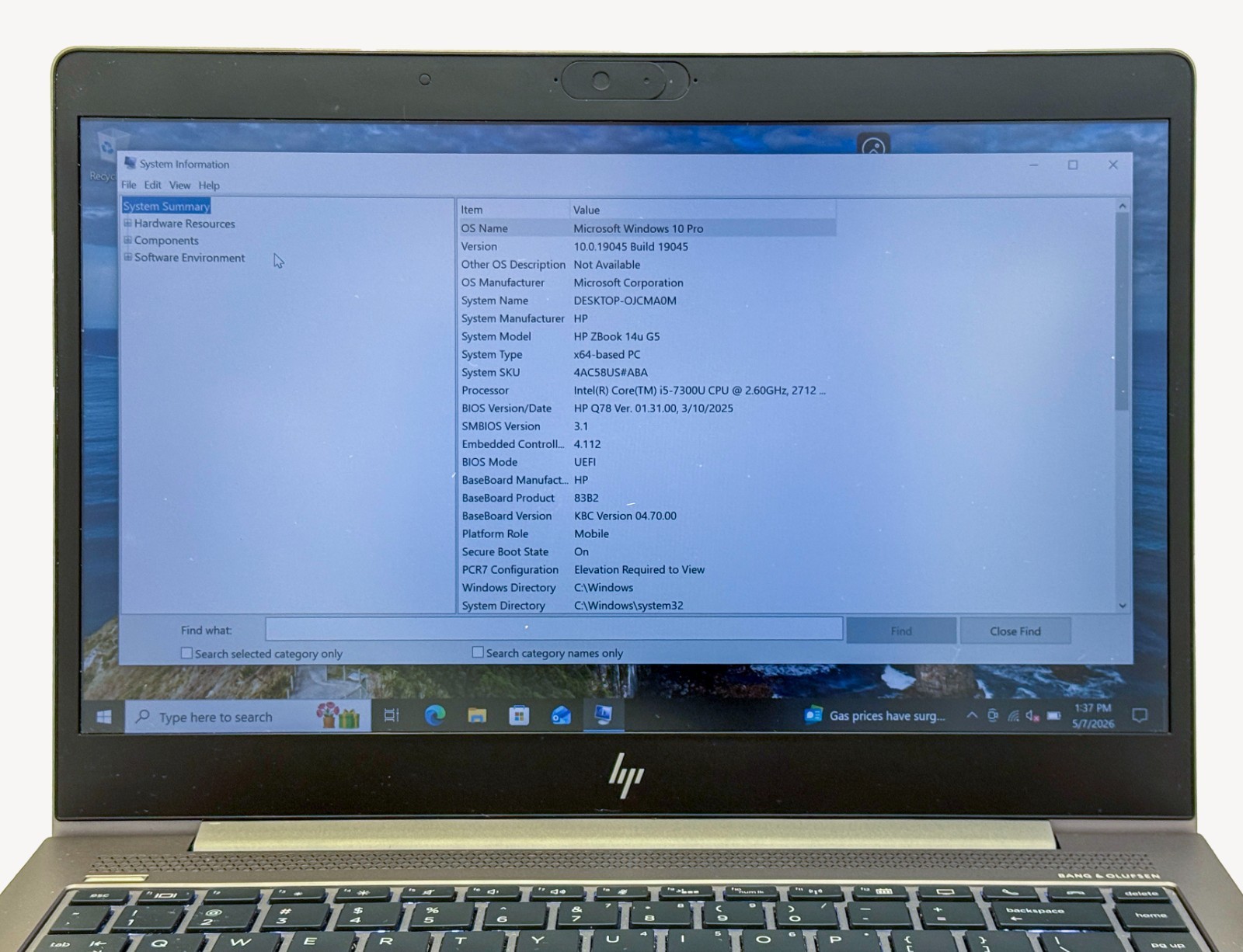 HP ZBook 14u G5 i5-7300u 2.6GHz 8GB RAM 128GB SSD – Windows 10