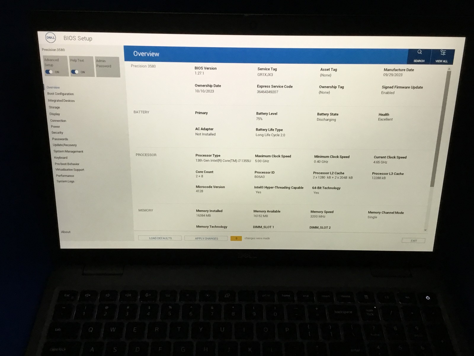 Dell Precision 3580 15.6 Laptop I7-1355U 16GB RAM 512GB SSD BT BKLIT WEBCAM FHD