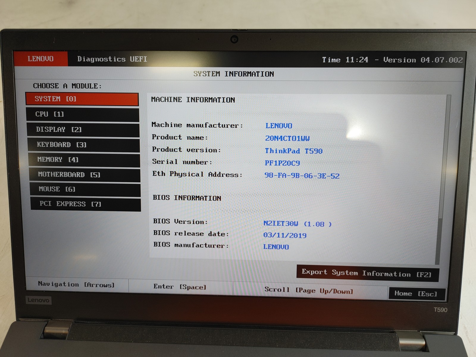 Lenovo ThinkPad T590 Core i5-8265U 1.60 GHz 8 GB DDR4 No HDD