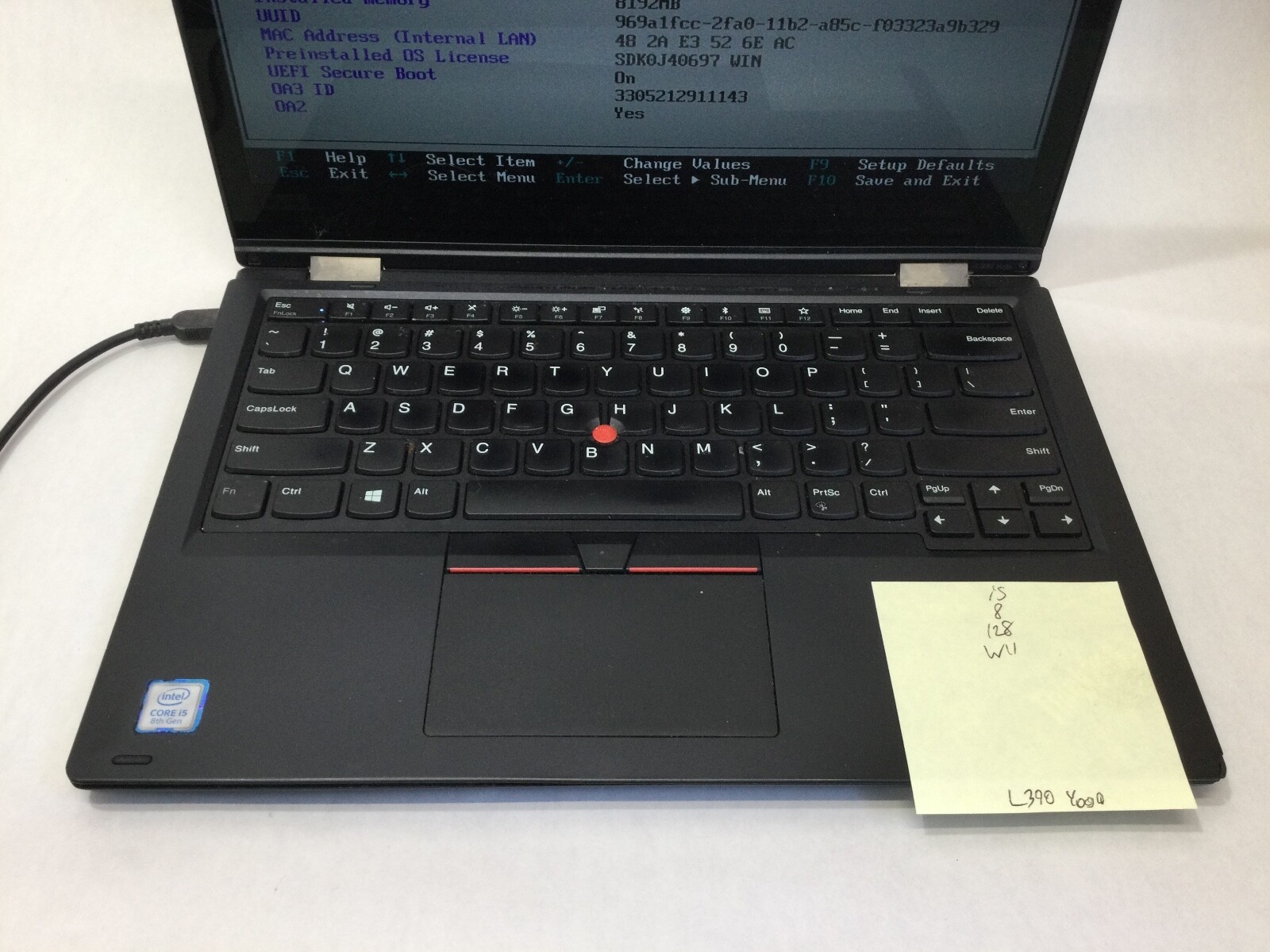 LENOVO THINKPAD YOGA L380 – I5 8265U – 8GB RAM – WIN 11 – READ DESCRIPTION – BB!