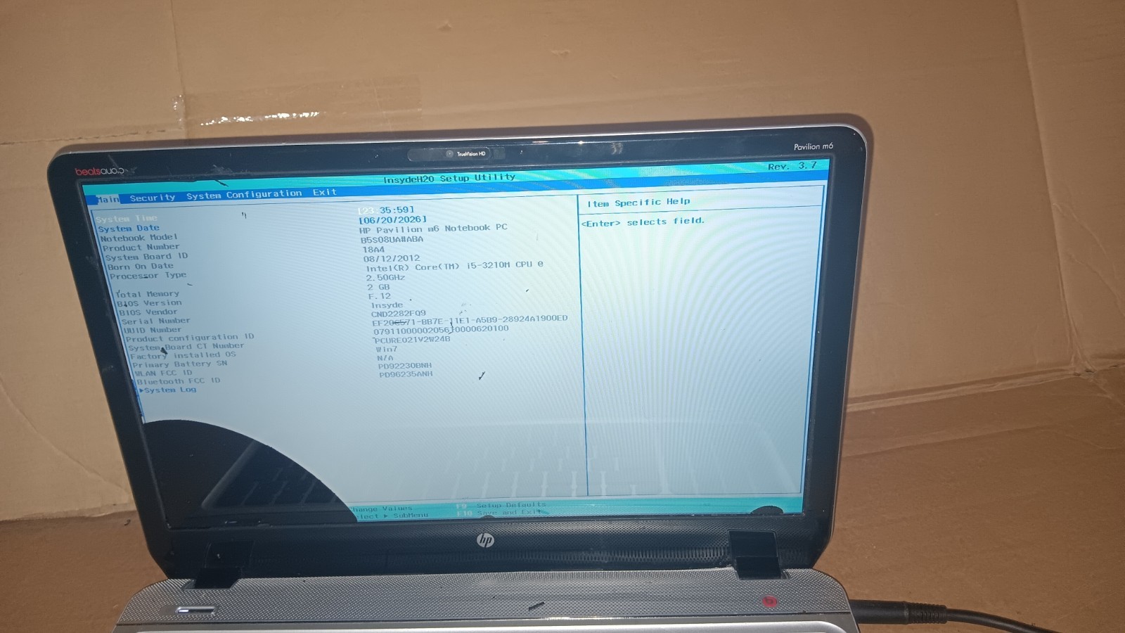 HP Pavilion M6-1045DX Laptop Intel core i5-3rd Gen Good Motherboard Boots Parts