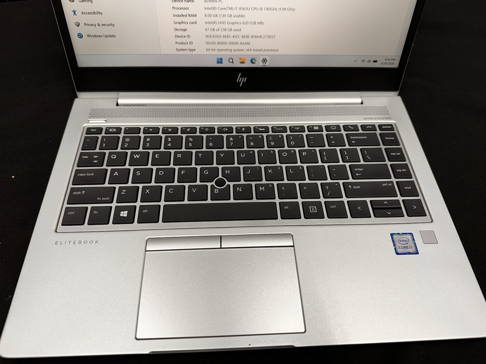 HP EliteBook 840 G6 Intel Core i7-8665U 8GB DDR4 256 GB SSDNvme.Grade A. #07