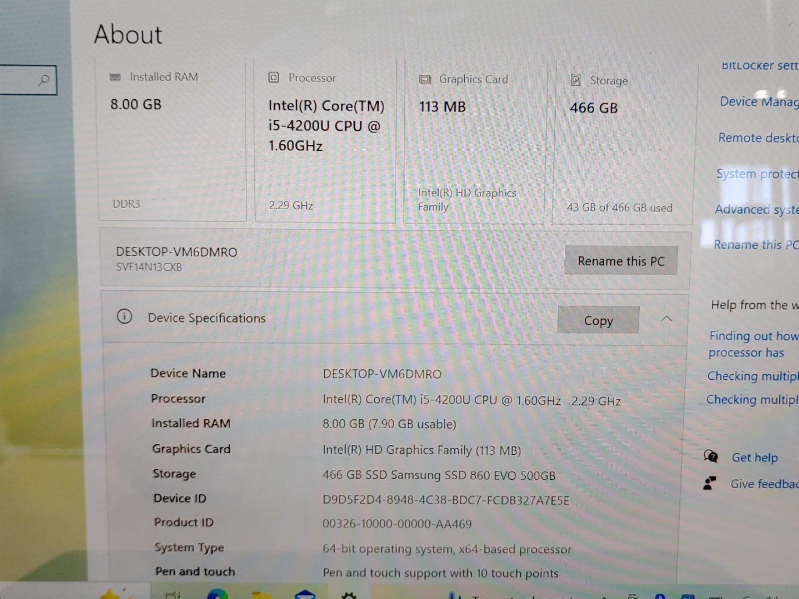 Sony VAIO Flip 14 SVF14N13CXB Intel i5-4200U 8GB 500GB SSD Win10Home **READ**