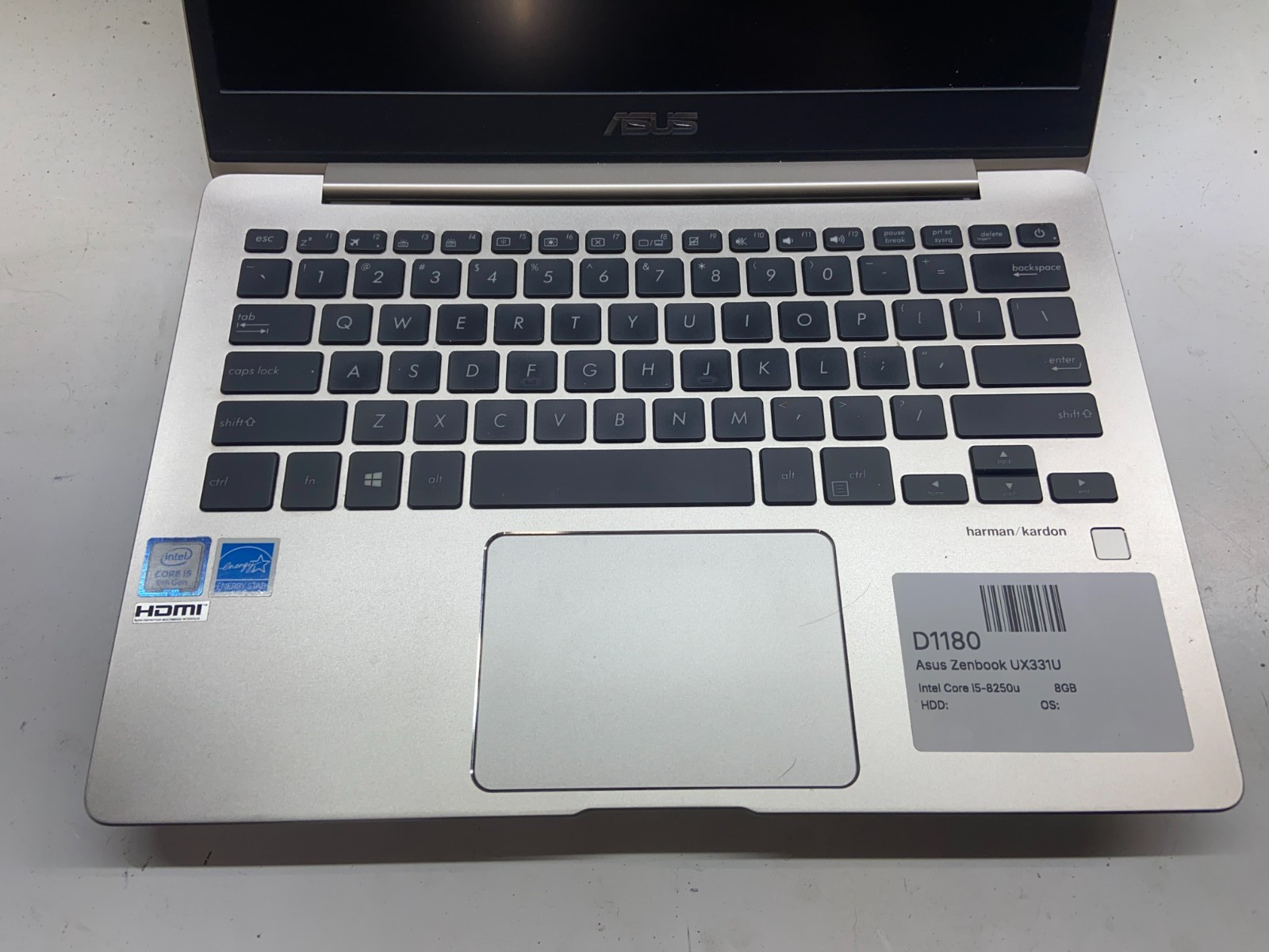 Asus Zenbook UX331U Intel Core i5-8250u 1.6GHz 8GB NO HDD