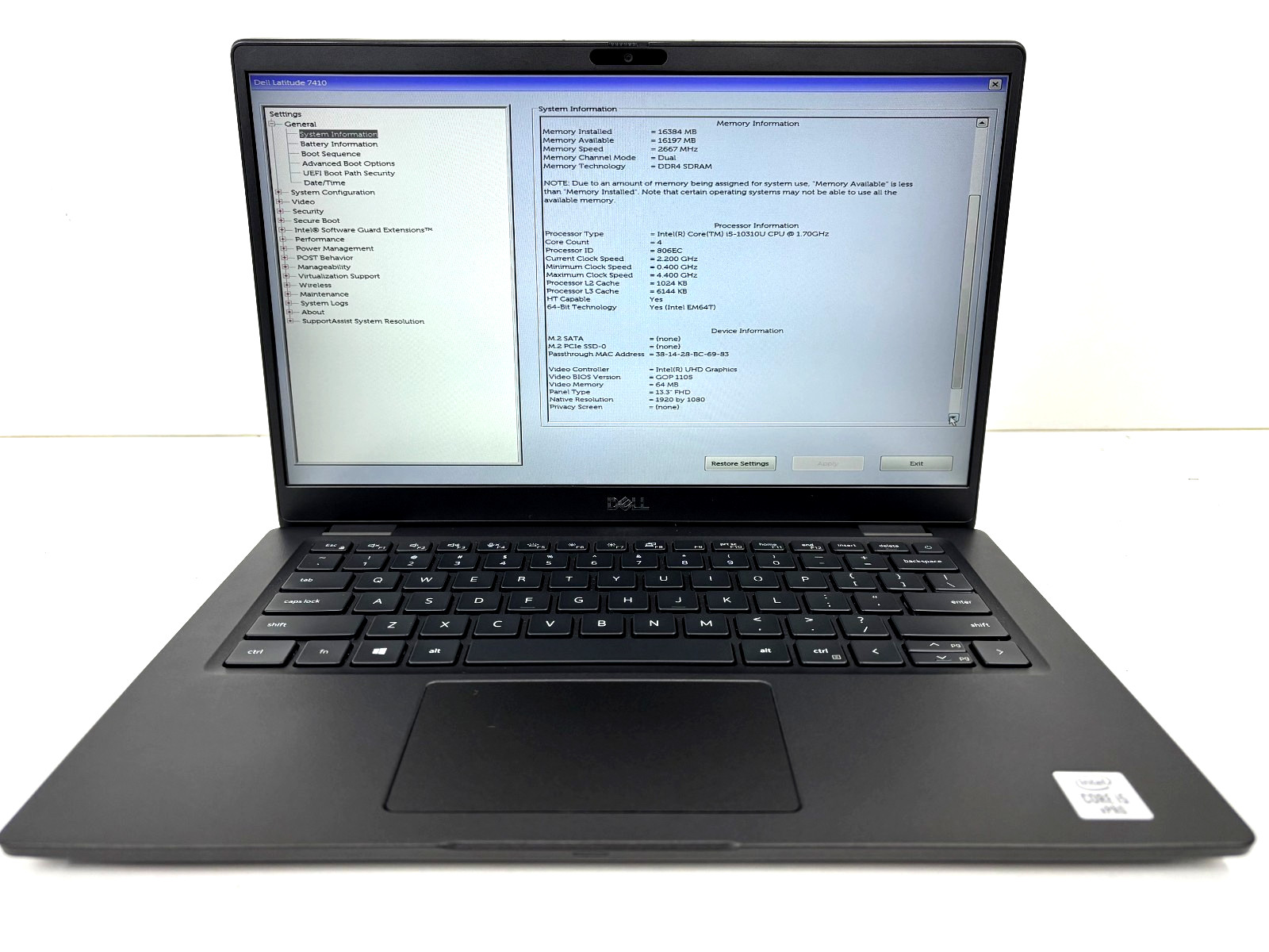 Dell Latitude 7310 i5 10310U 1.7GHz 16GB NO SSD FAIR BATTERY HARD KEYS PARTS