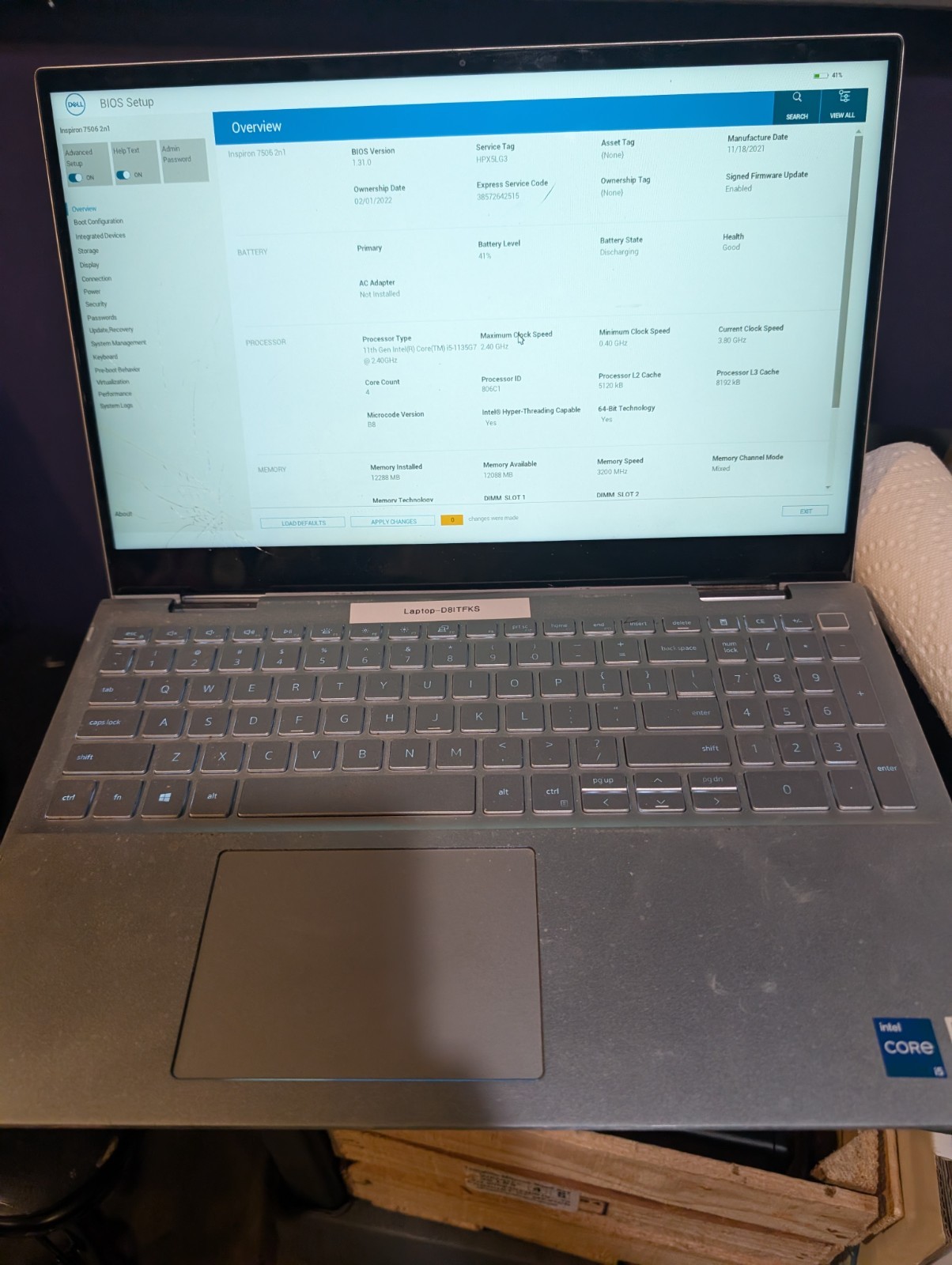 Dell Inspiron 15.5″ 7506 2 in 1 i5-11th Gen 12GB Ram 512GB SSD See Notes w/AC