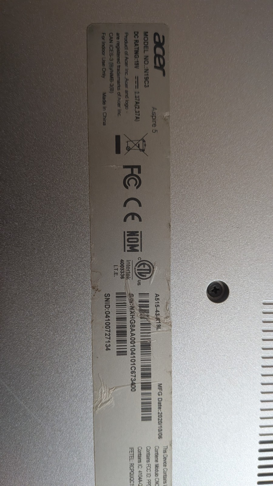 Acer Aspire 5 A515-43 Laptop Ryzen 3 3200U 4GB RAM 128GB NVMe SSD 15.6″ FHD