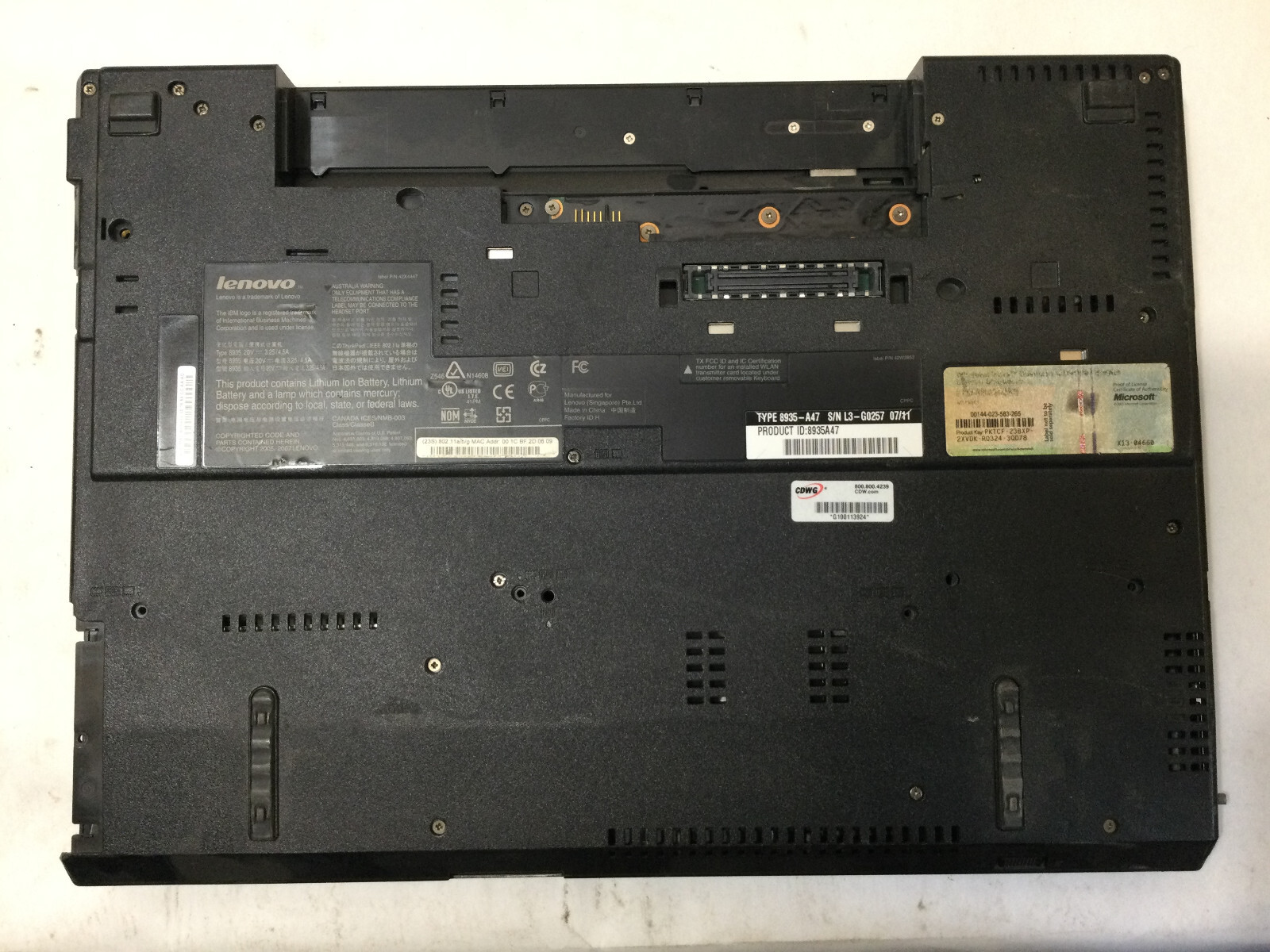 LENOVO THINKPAD R61 – FOR PARTS – NO RAM – INTEL CORE DUO – READ DESCRIPTION -BB
