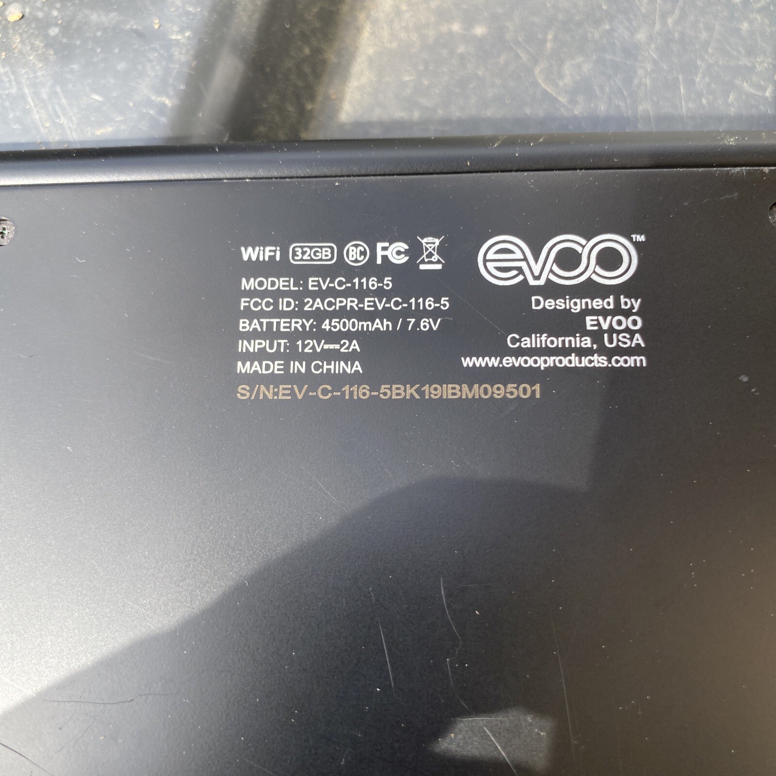 Evoo 10” Laptop Parts Only Model Evc1165