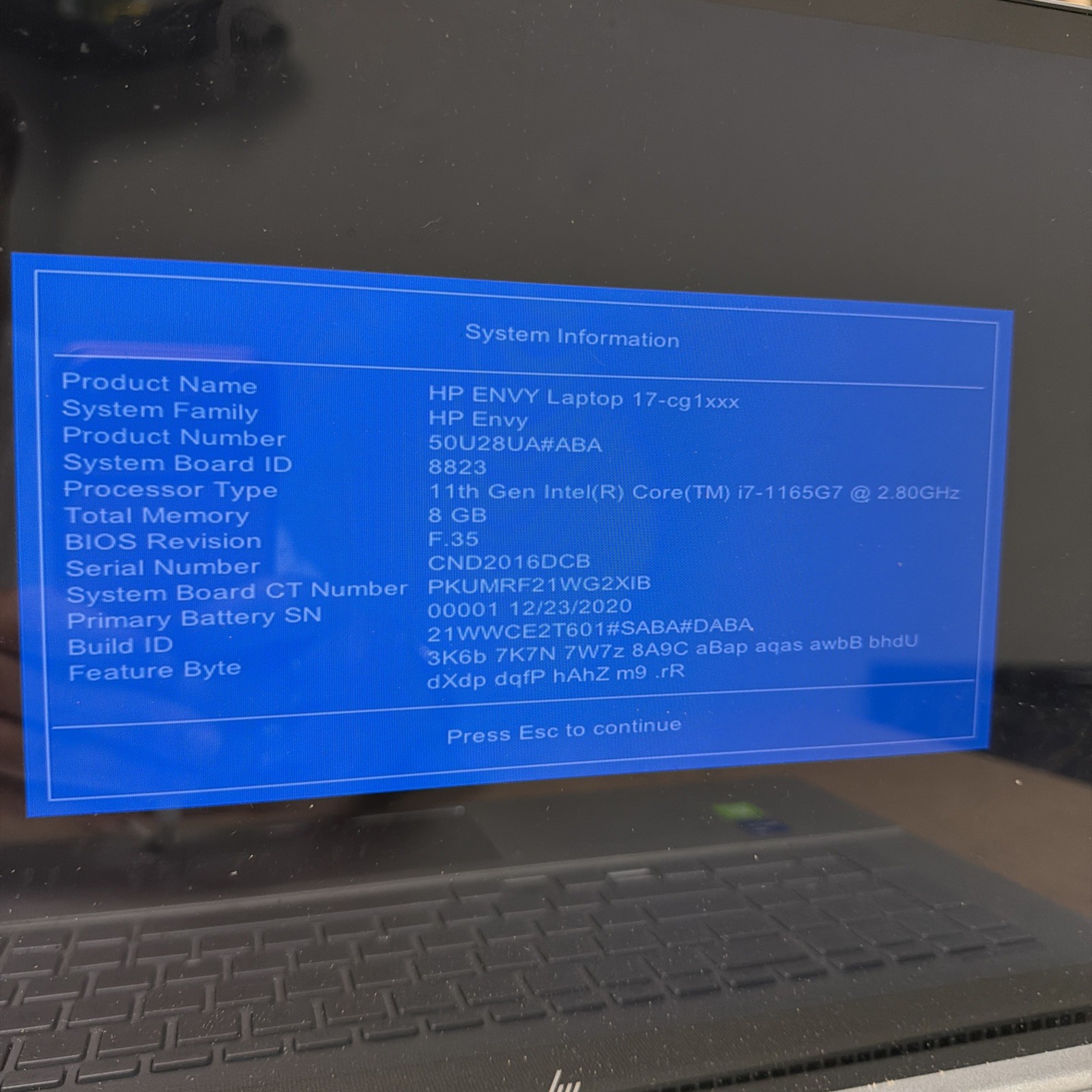 *BROKEN SCREEN HP Envy 17.3″ I7-1165G7 Laptop 8GB RAM NO SSD MX450