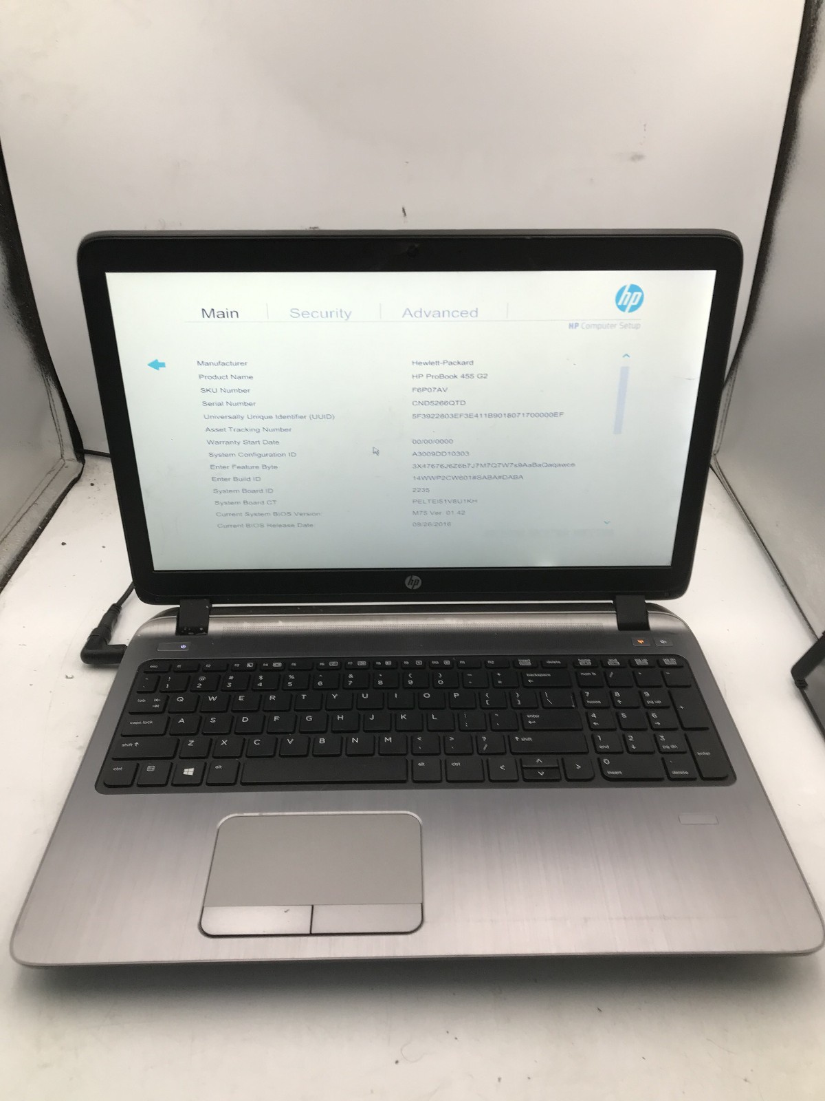 HP PROBOOK 455 G2 – BOOTS TO BIOS – AMD A SERIES CPU – NO RAM – READ DESCRIP -BB
