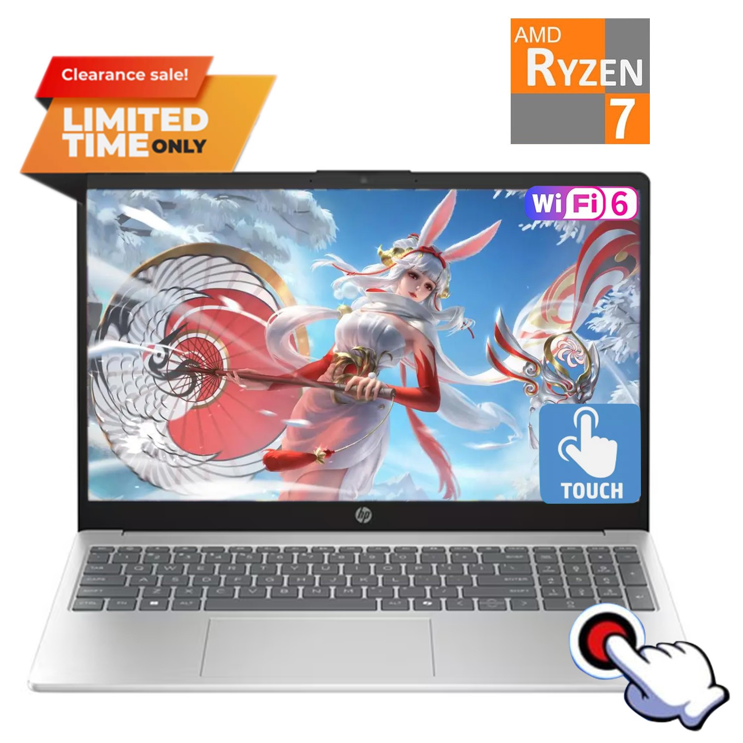 2025 HP 15 15.6″Touch Laptop, AMD Ryzen 7 7730U 32GB 1TSSD Silver