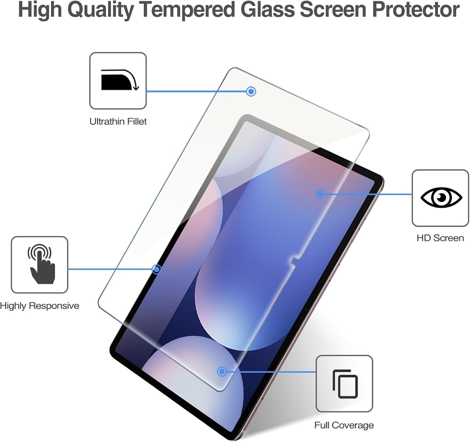 2 Pack Screen Protector for Galaxy Tab S10 Plus 2024/Tab S9 FE Plus 12.4 inch