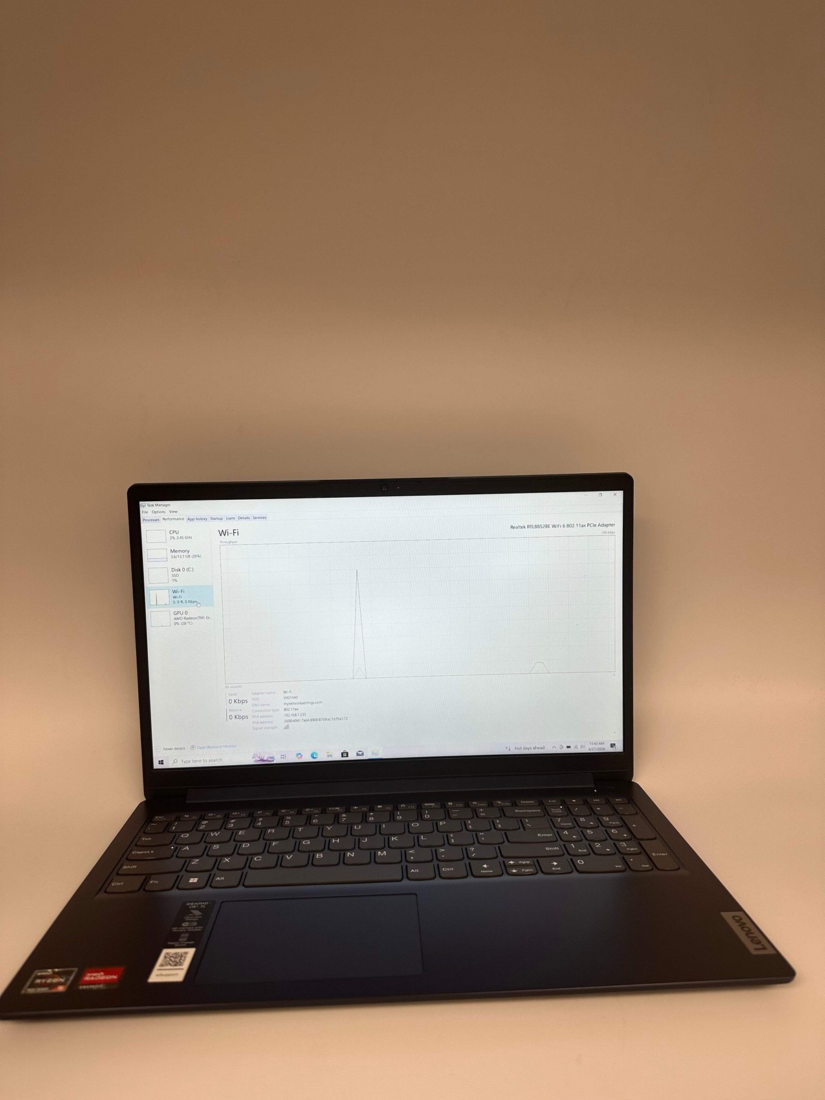 Lenovo Ideapad 1 15AMN7 Laptop AMD Ryzen 5 7000 16GB RAM 256GB Black