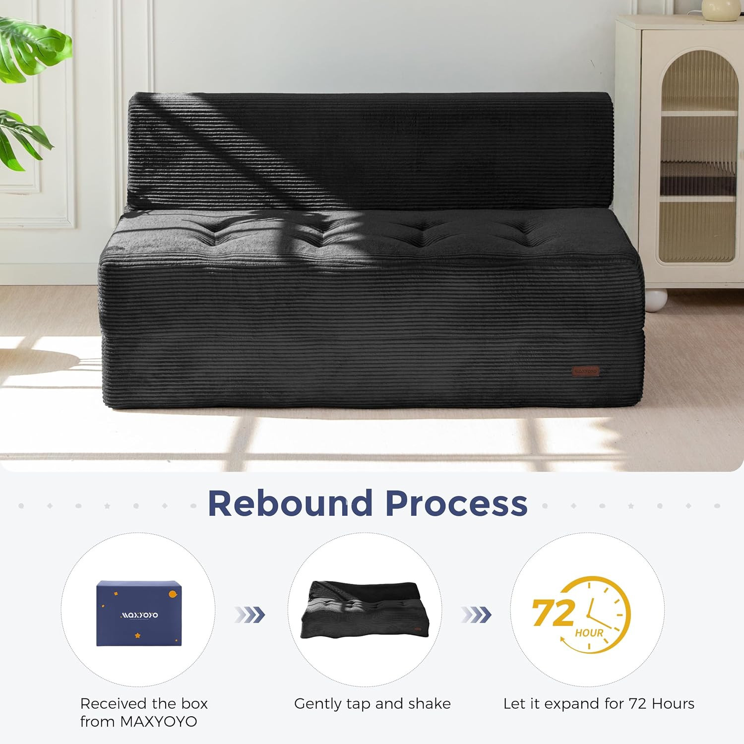 8″ Folding Sofa Bed, Fold Out Chair Bed, Convertible Floor Sofa Couch, High-Dens