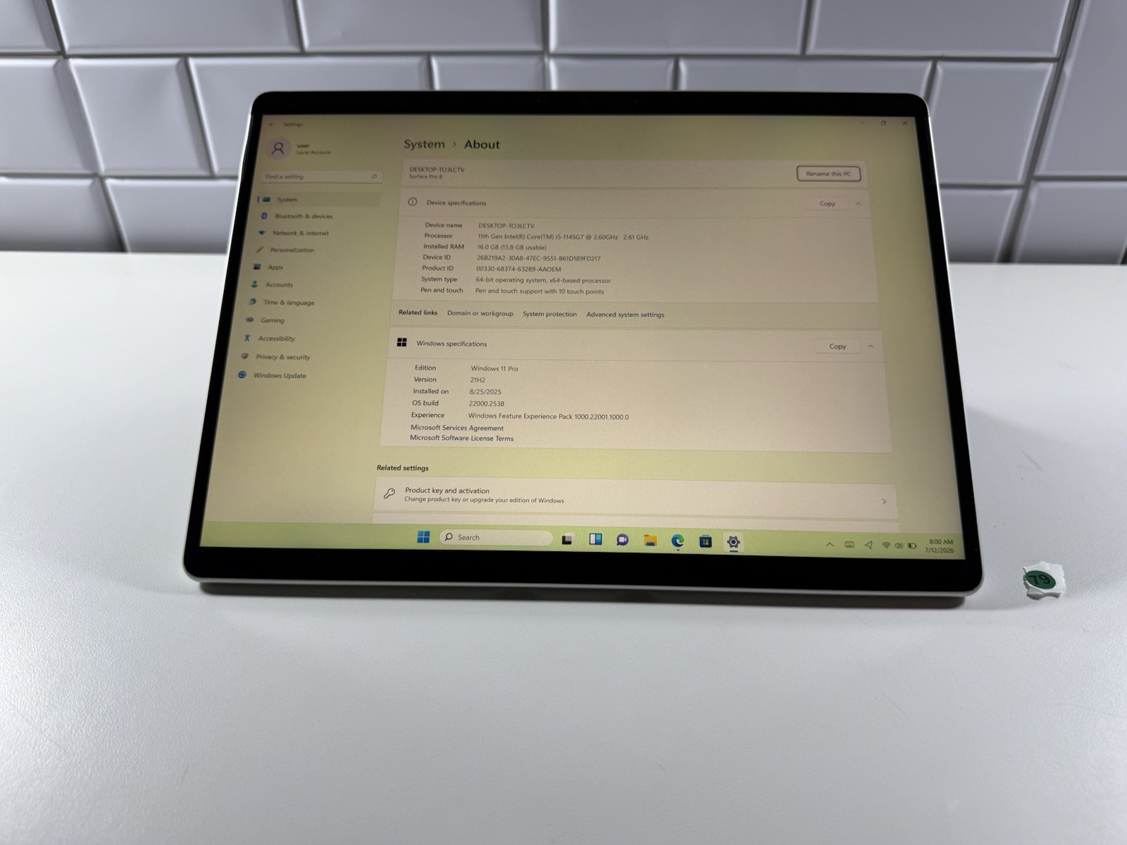 Microsoft Surface Pro 8 (1982) i5-1145G7 – 16GB RAM – 256GB 120Hz – Win 11 Pro