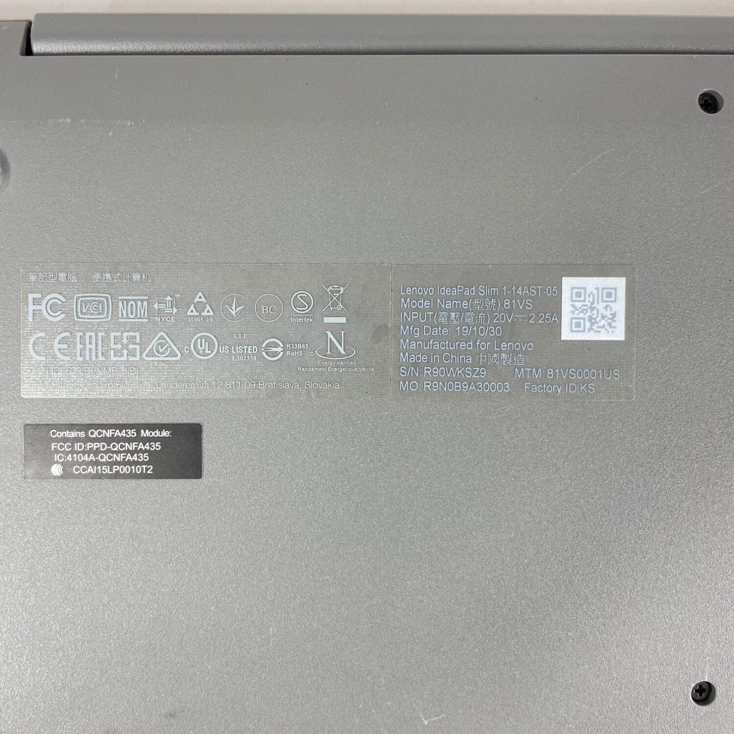 Lenovo ideapad slim 1 14AST05 14″ A6-9220e 1.6GHz 4GB RAM 64GB SSD
