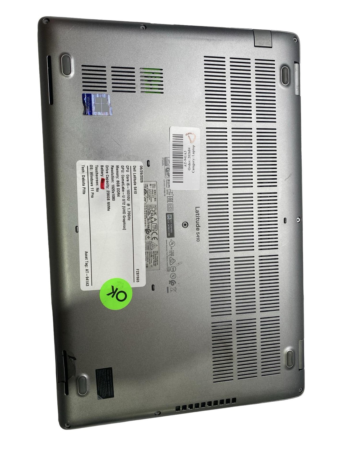 Dell Latitude 5410 Core i5 1031U 8GB 256GB Win11Pro Grade D No Battery