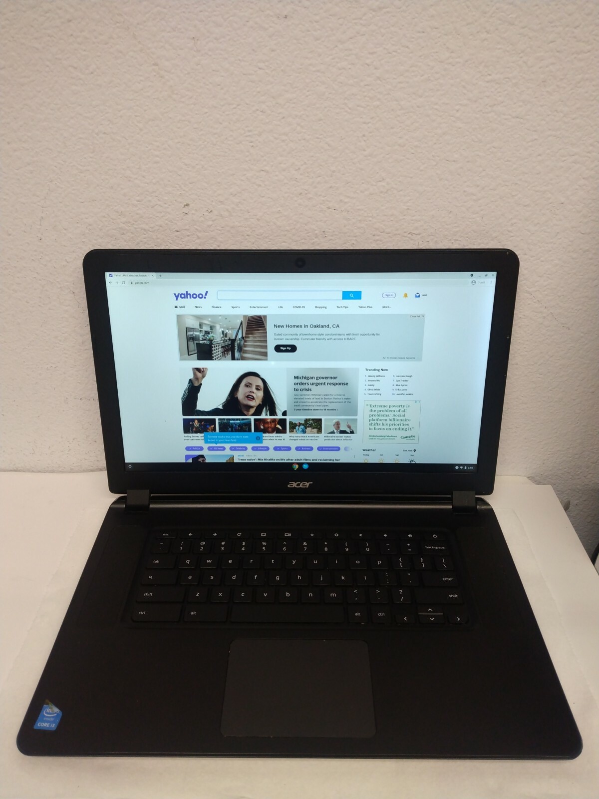 Acer C910 Chromebook 15.6″ Intel Celeron 3205U 1.50GHz 4GB Ram 16GB SSD ChromeOs