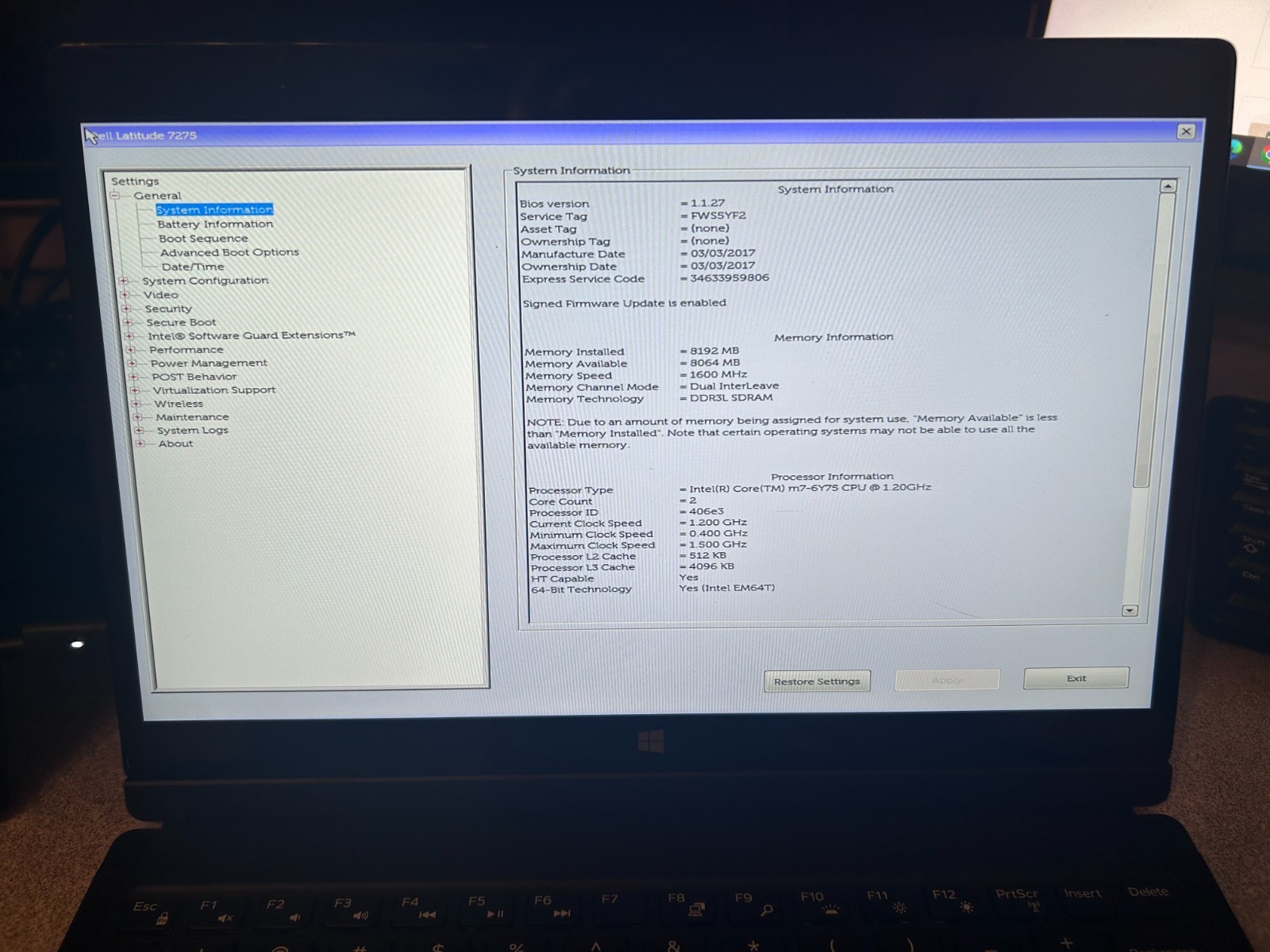 Dell Latitude 7275 Tablet Intel Core m7 CPU 12.5″ Display No HD No AC Adapter