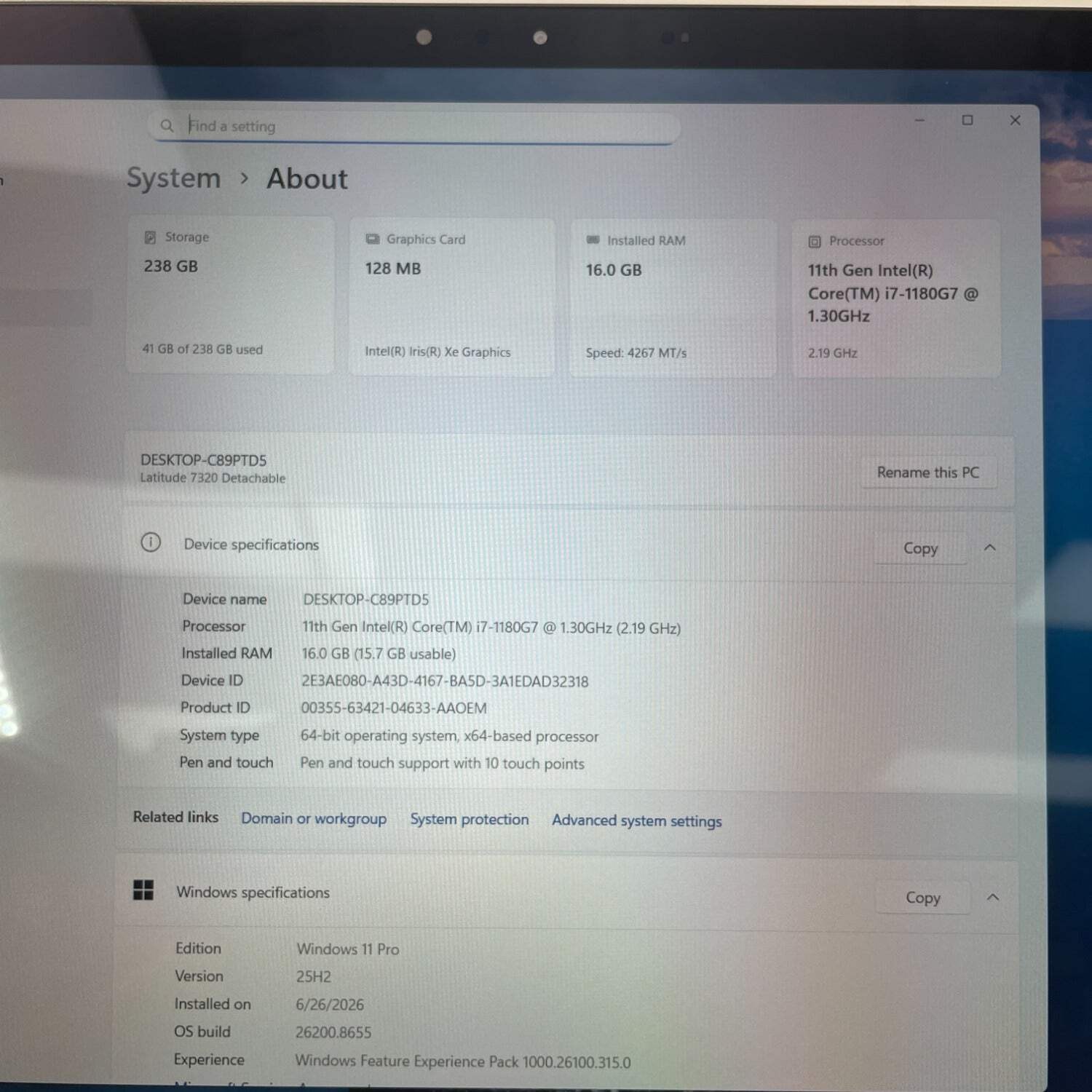 Dell Latitude 7320 13.0″ i7-1180G7 1.3GHz 16GB RAM 256GB SSD